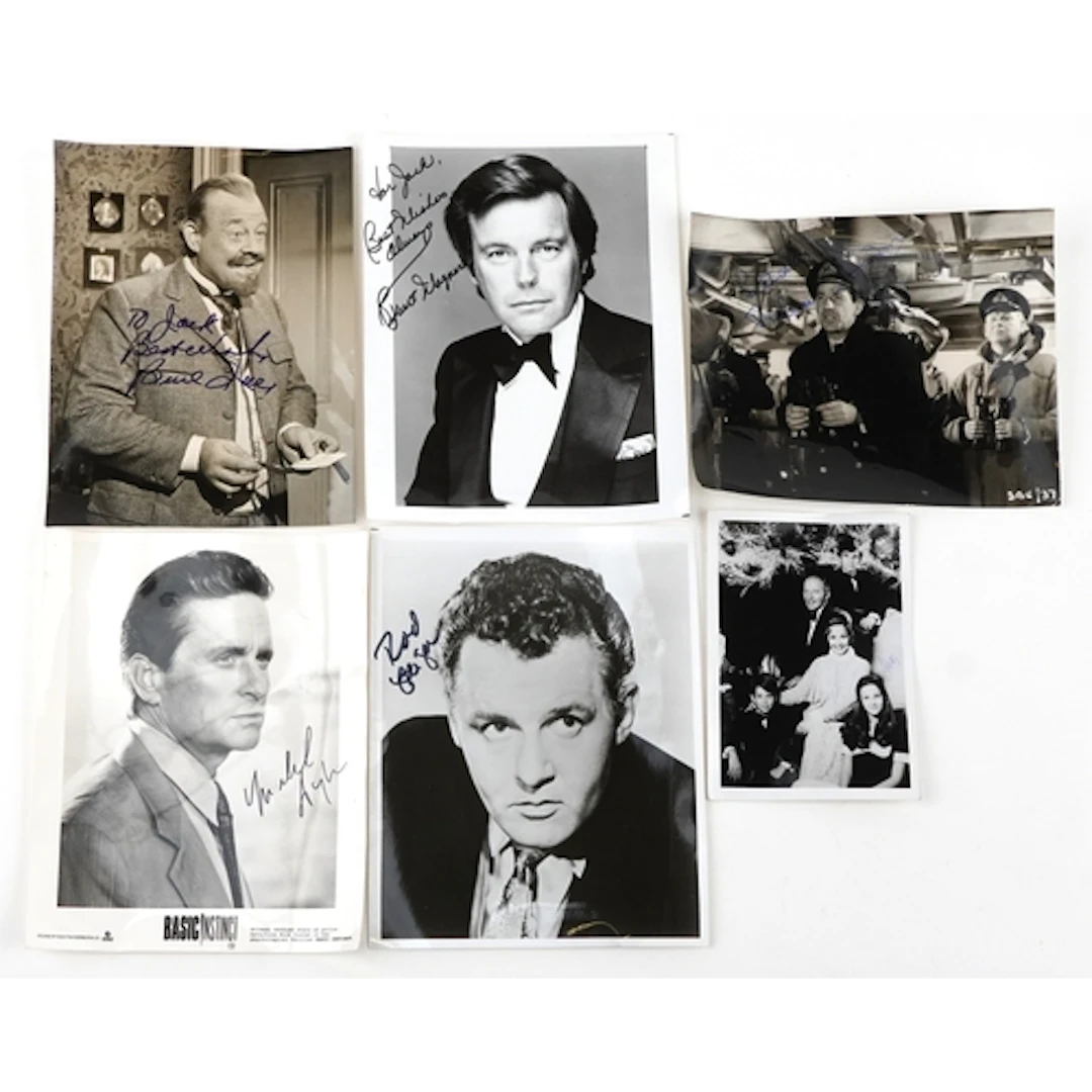 Six autographed photographs comprising Burl Ives, Robert Wag...