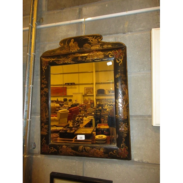 19th Century Chinoiserie Lacquer Easel Back Dressing Mirror,...