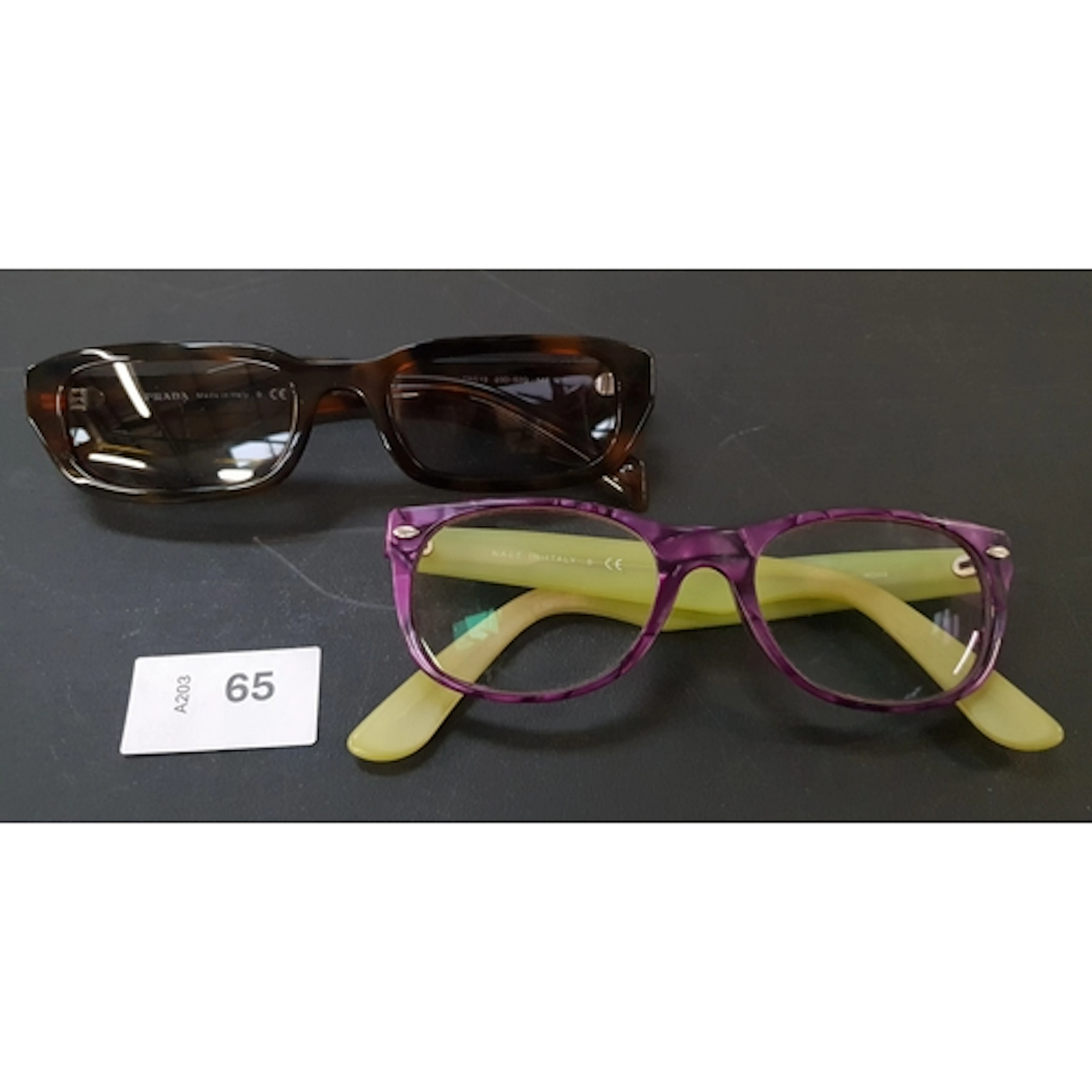 TWO PAIRS OF PRESCRIPTION GLASSES INC. PRADA MILANO SPR B06,...