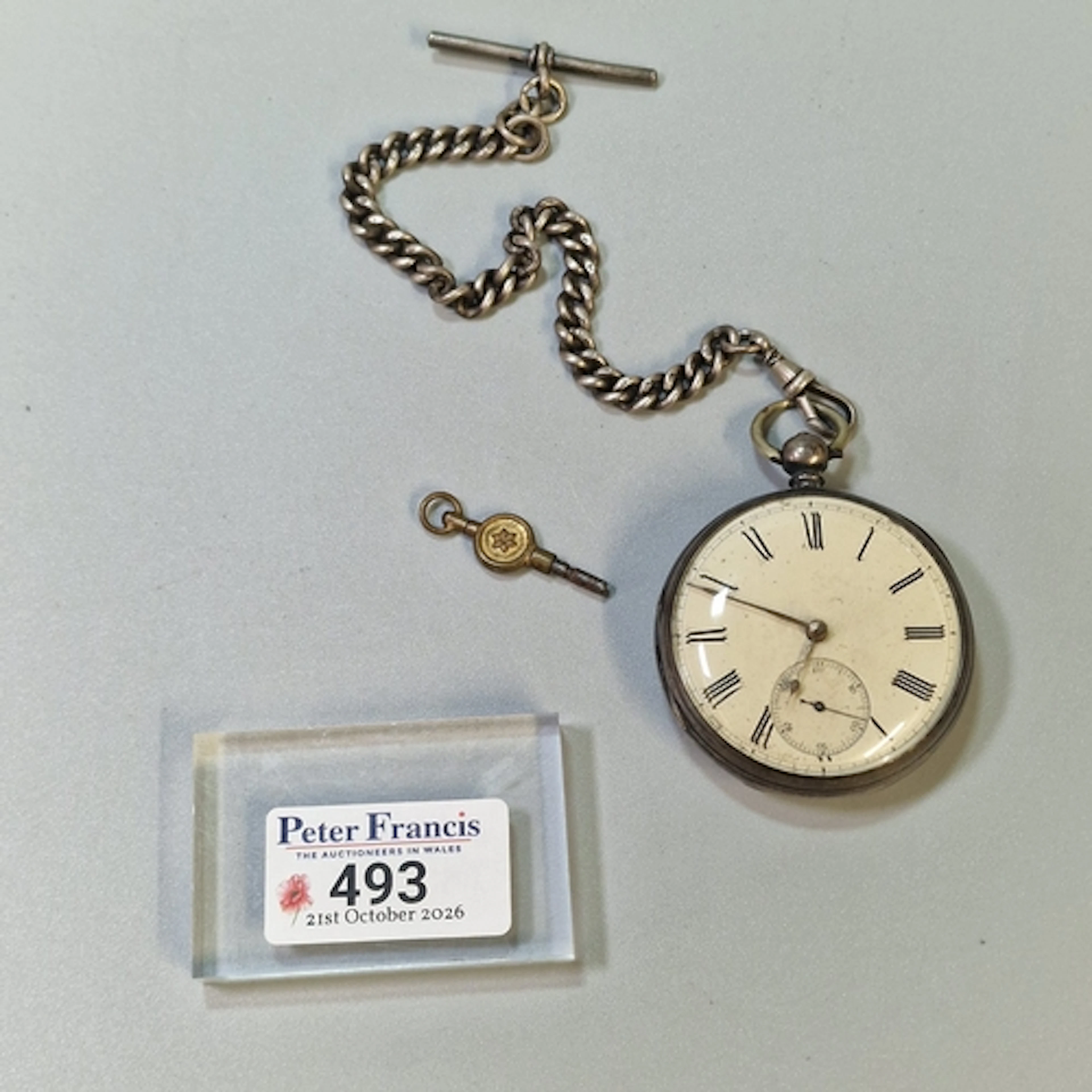 Early 20th century silver open faced pocket watch with Roman...
