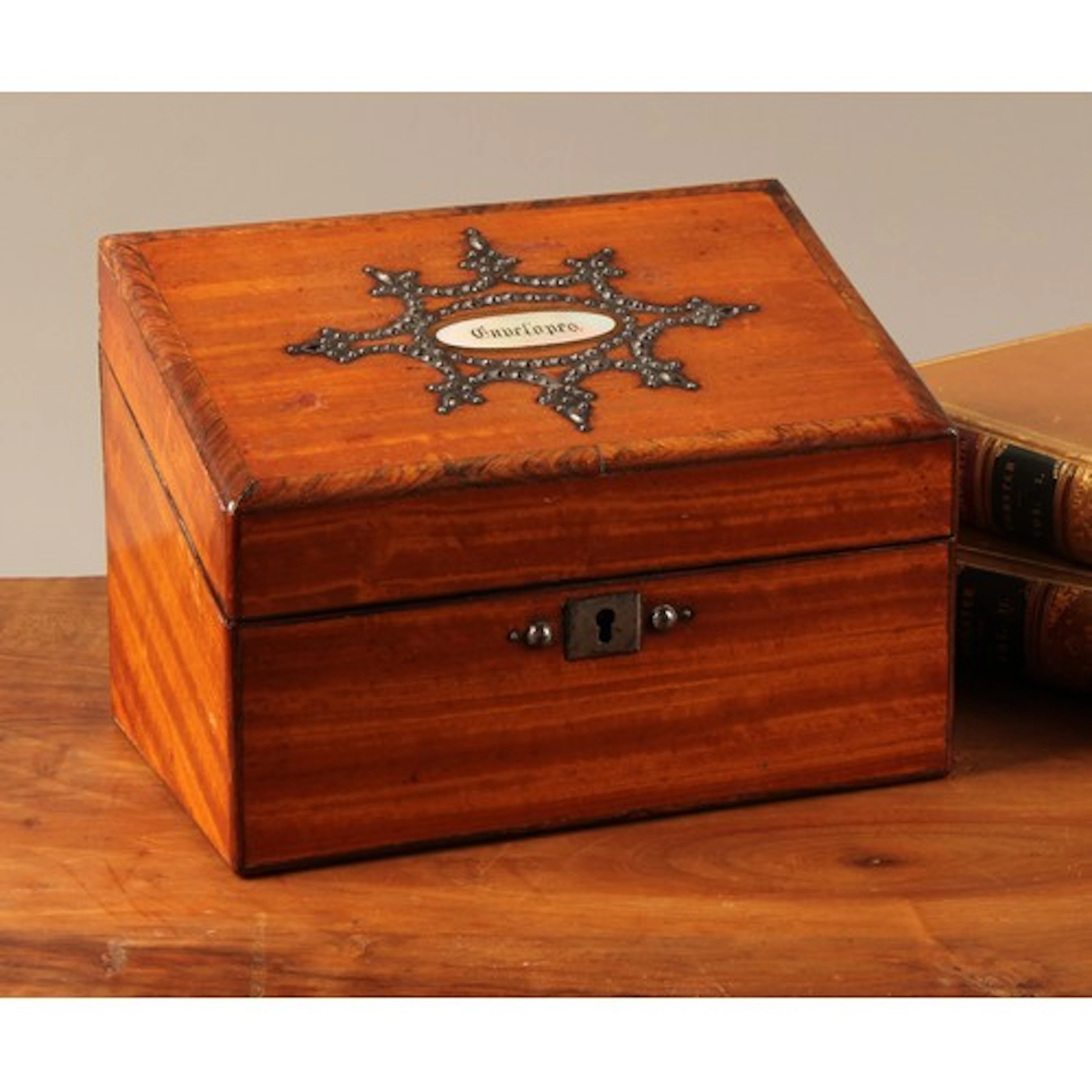 A George III cut-steel mounted rosewood crossbanded satinwoo...