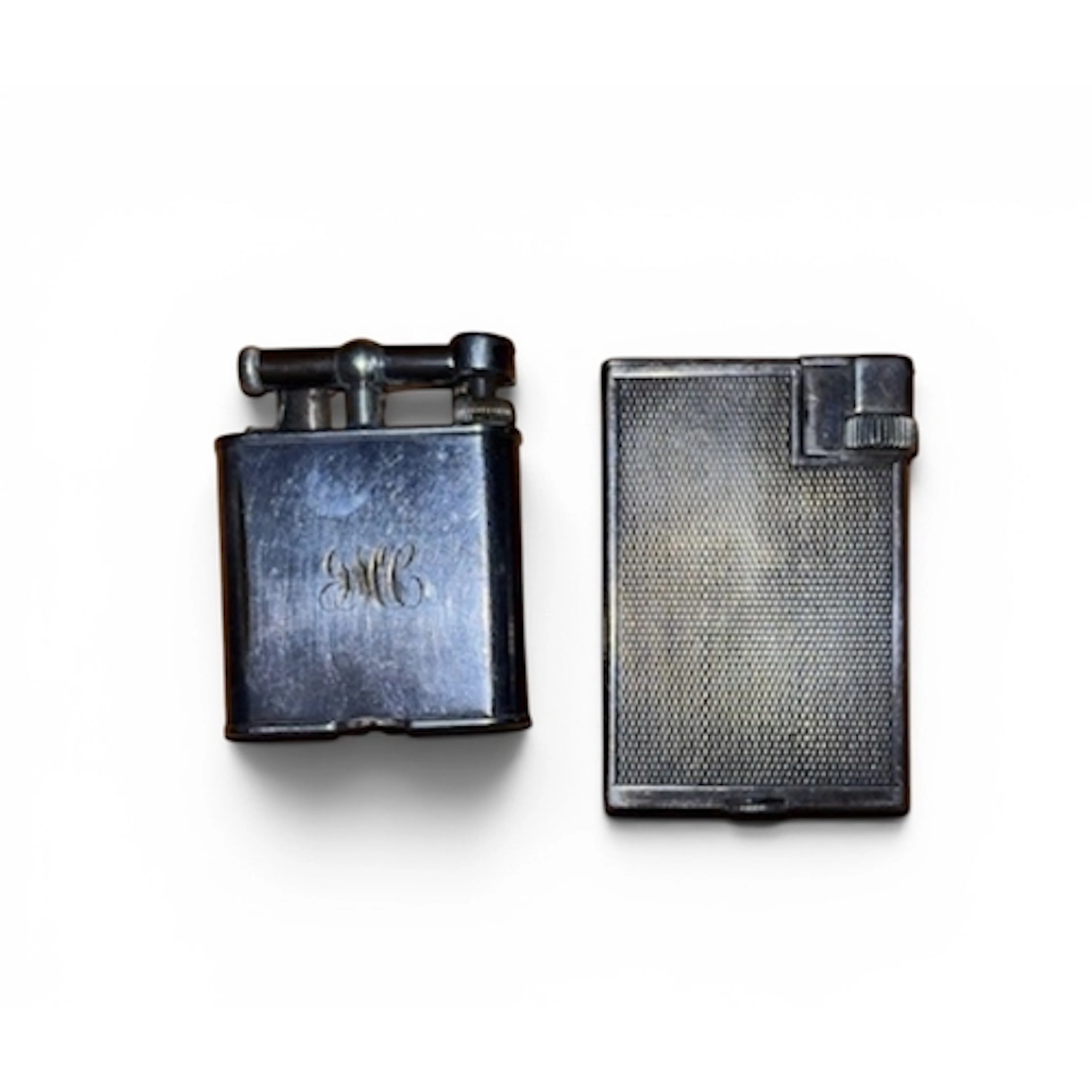 TWO 1930'S DUNHILL SILVER PLATED LIGHTERS TOGETHER WITH A WA...
