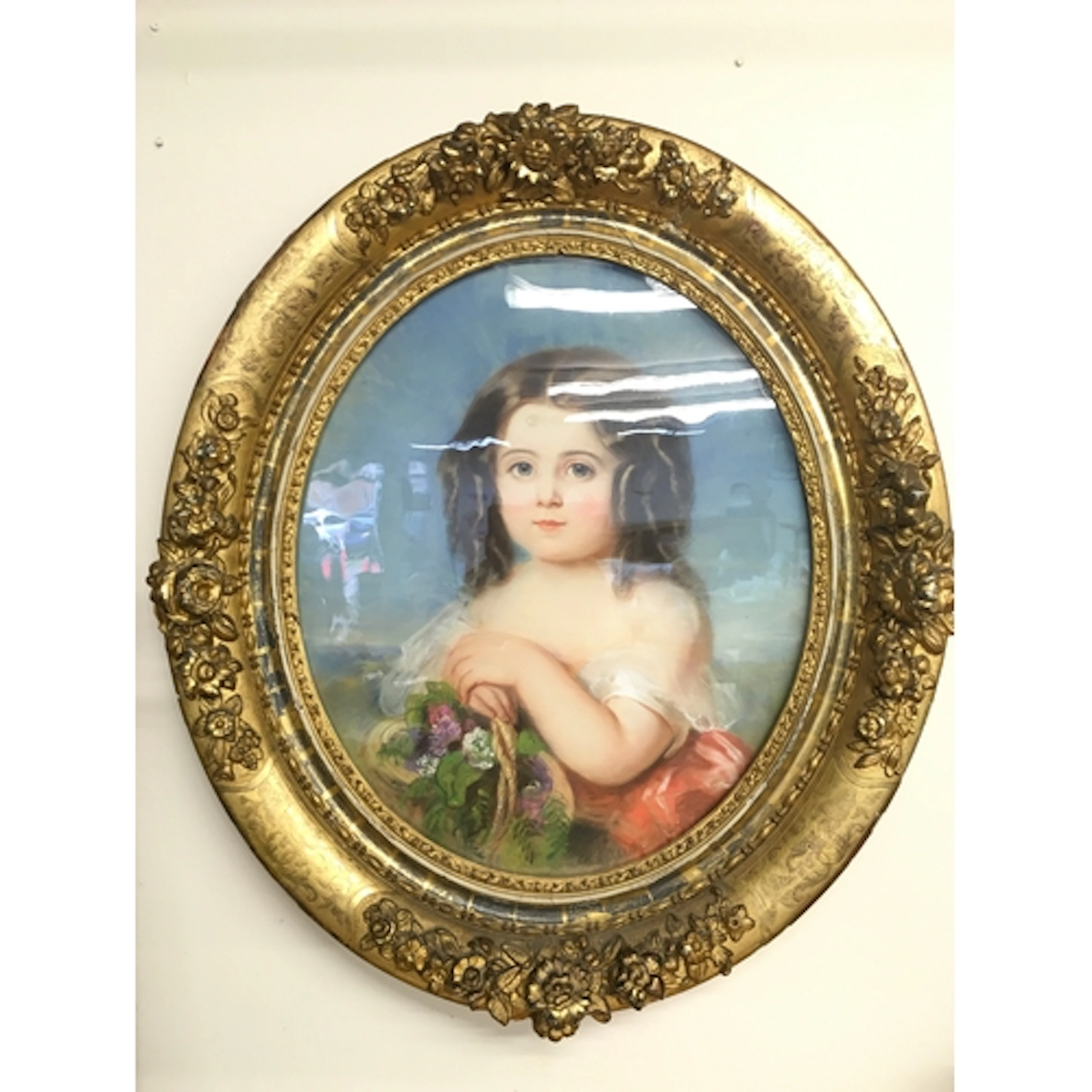 A 19th century French pastel portrait painting by Laure Hous...
