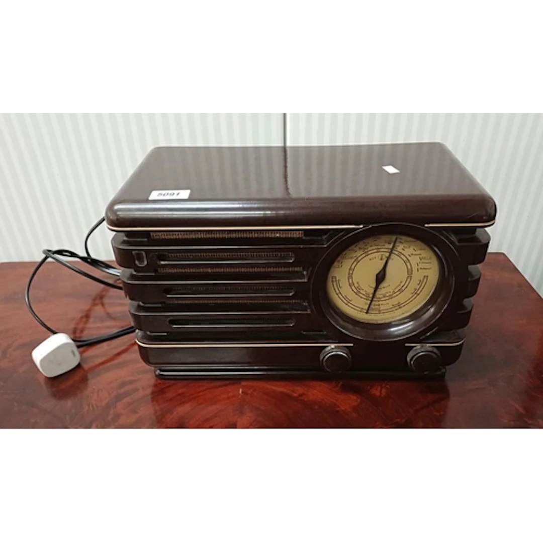 EARLY 20TH CENTURY PHILLIPS 5 VALVE RADIO RECEIVER WITH BAKE...