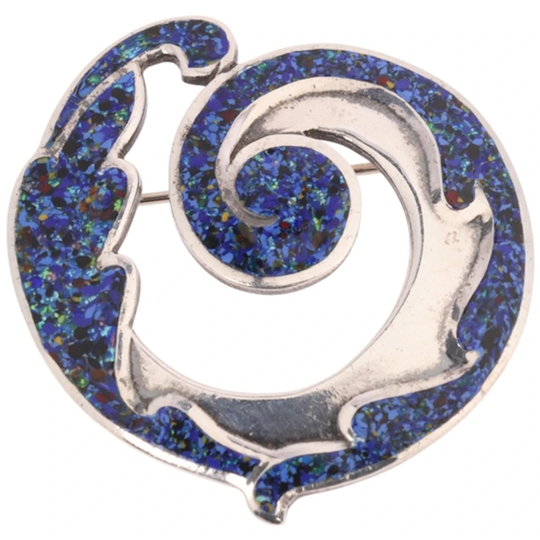 MARGOT DE TAXCO - a Mexican sterling silver mosaic glass spi...