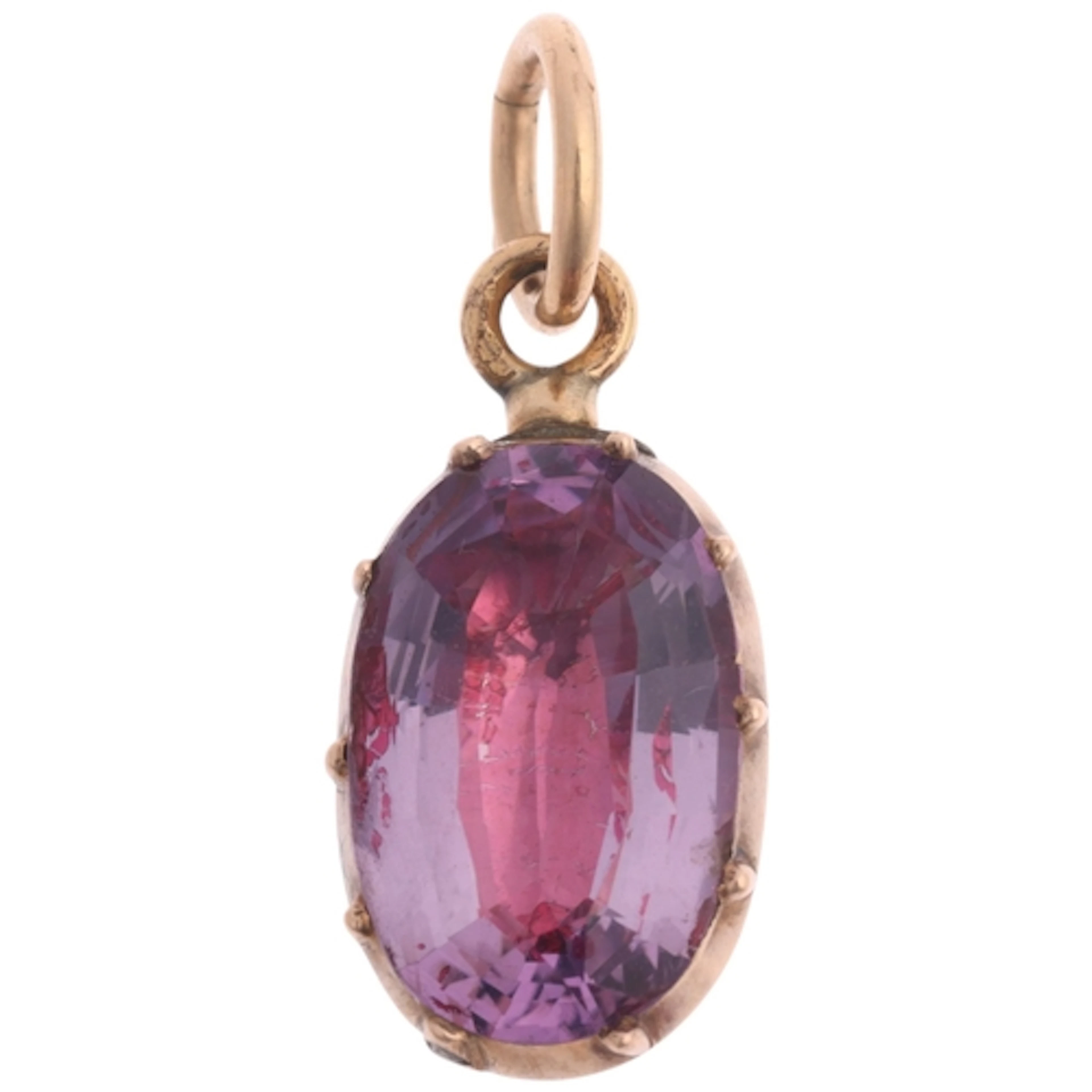 An Antique 18th century gold 'Queen Anne' amethyst pendant, ...