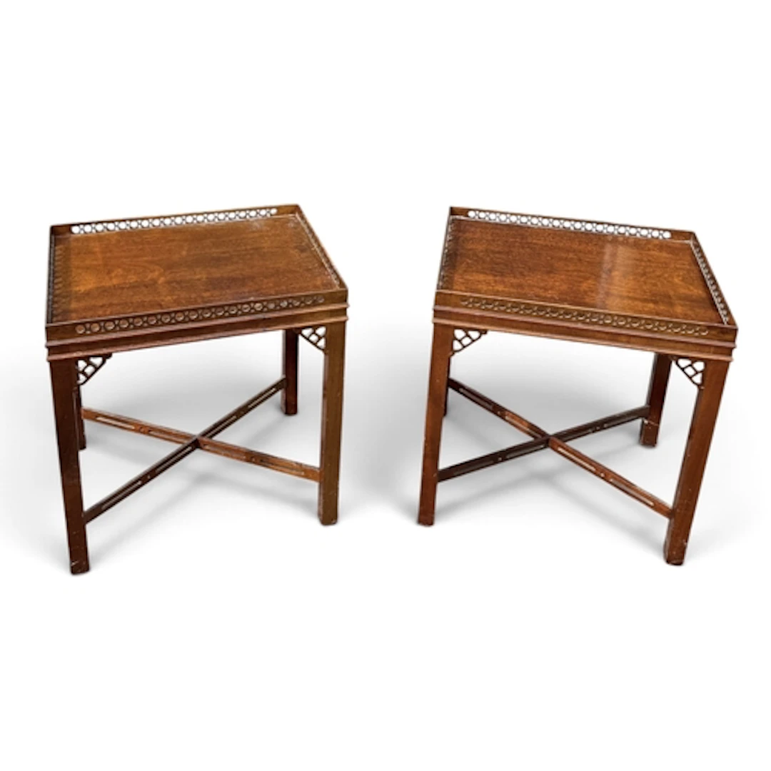 A PAIR OF CHINESE CHIPPENDALE REVIVAL MAHOGANY SIDE TABLES 6...