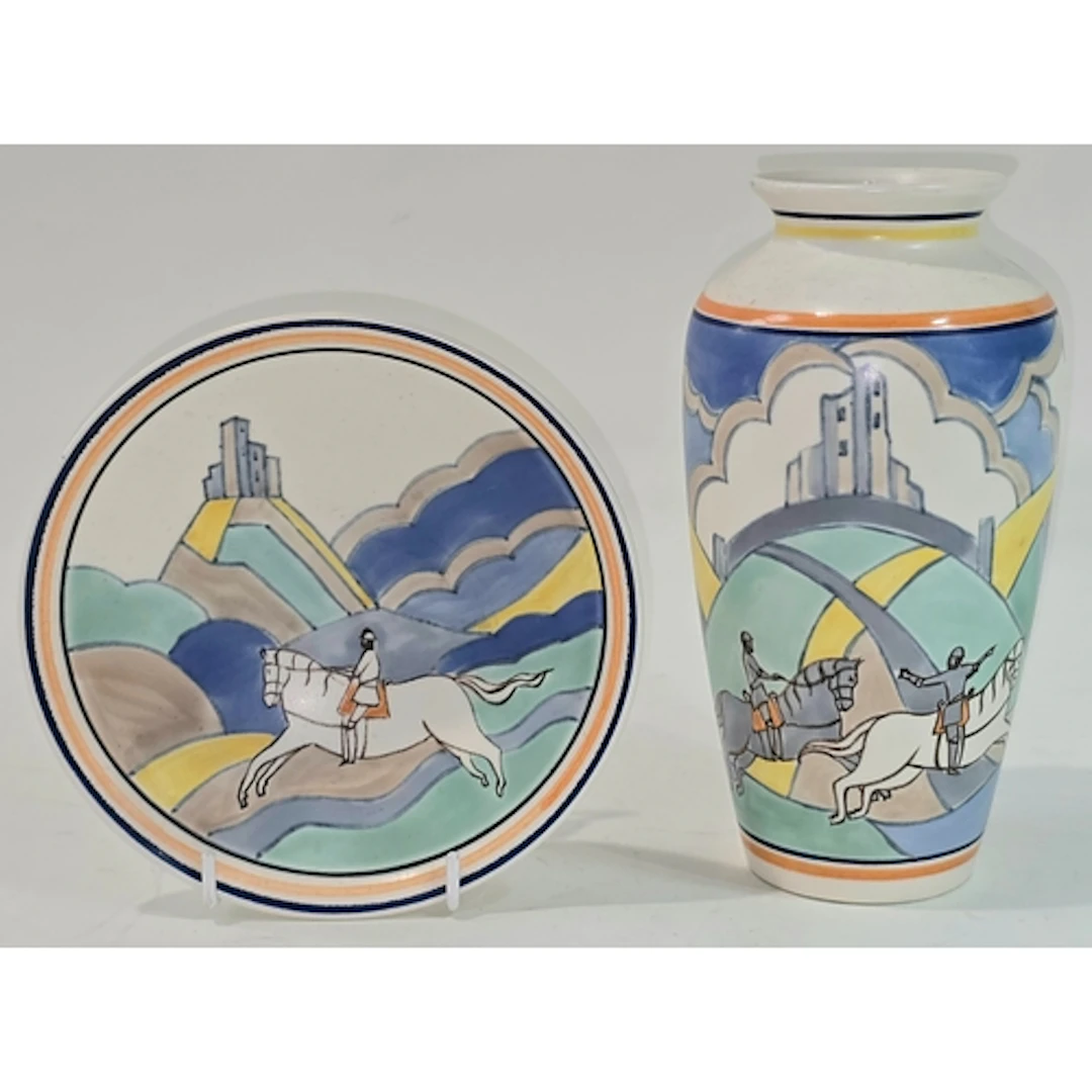 Poole Pottery Isle of Purbeck series Corfe Castle vase desig...