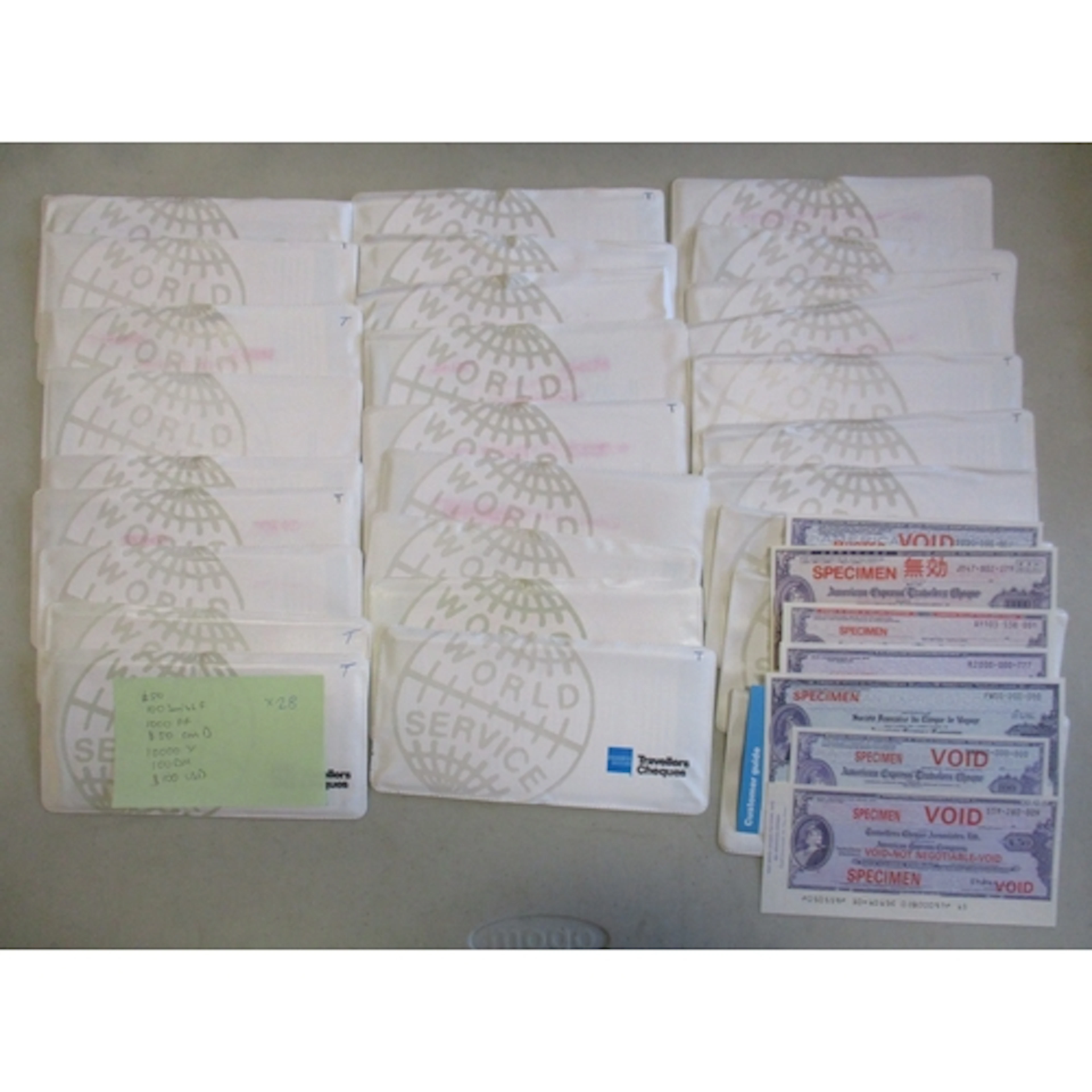 American Express. Range of duplicate Specimen sets of 7 trav...