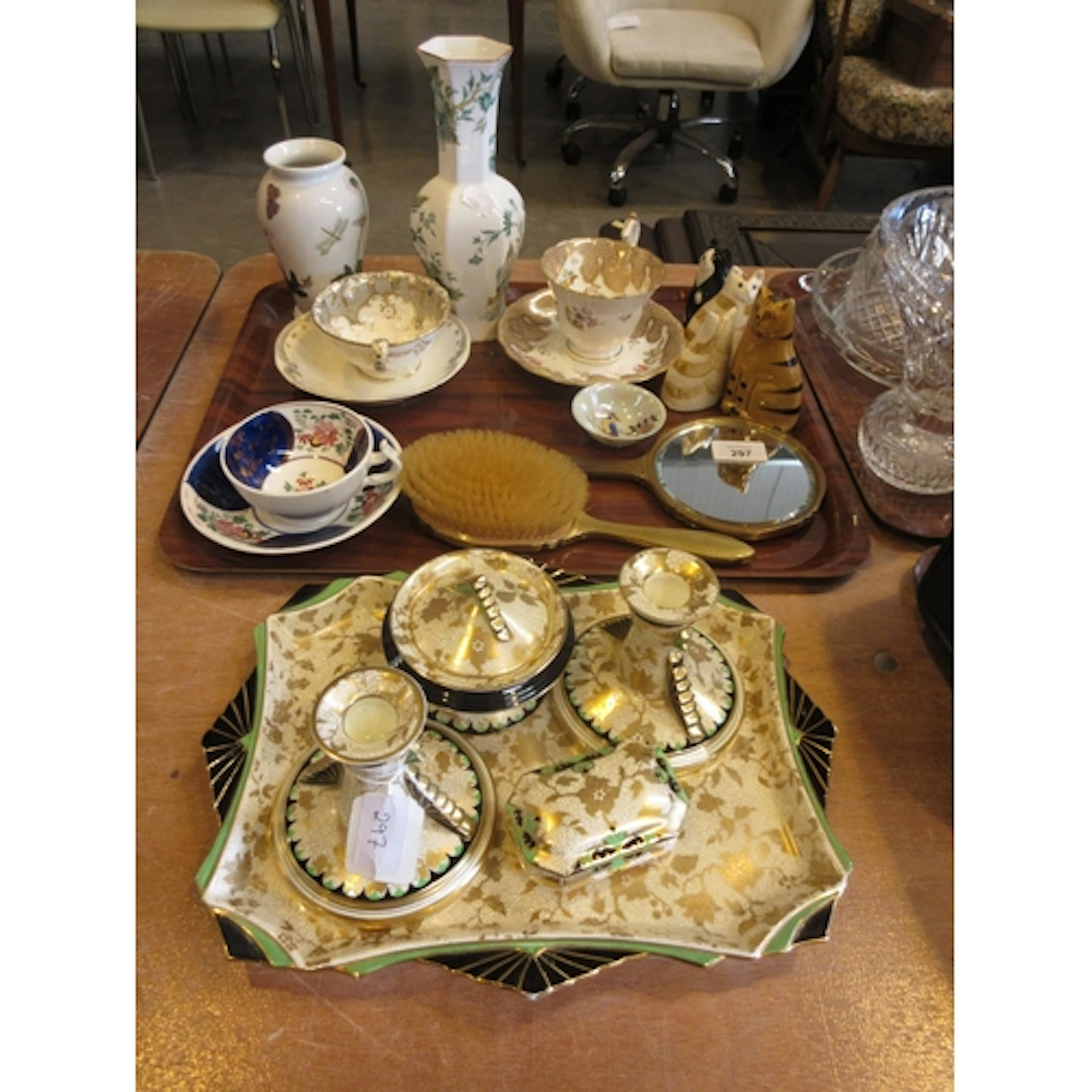 Tuscan China 5 Piece Trinket Set, Enamelled Back Mirror and ...