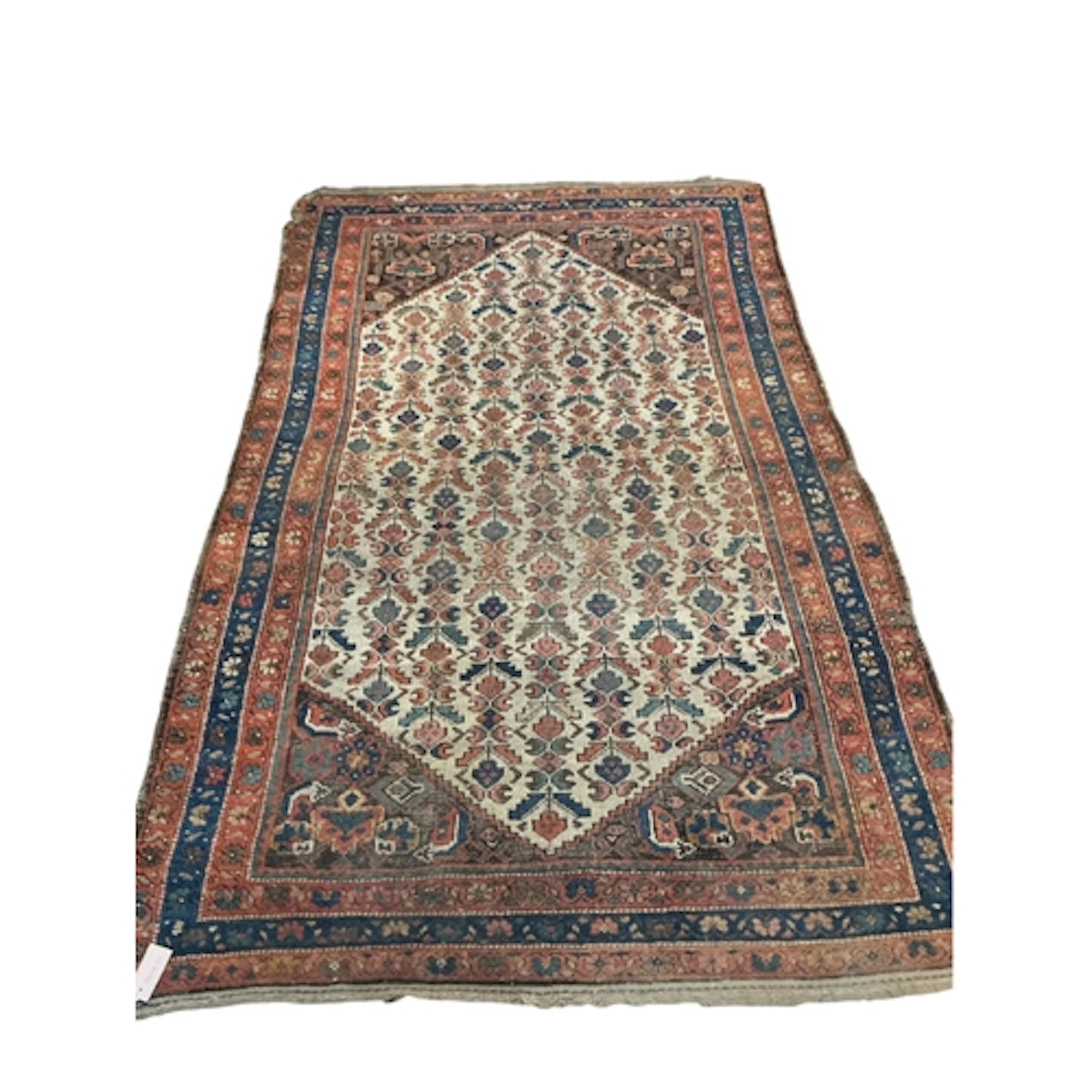 An antique North West Persian ivory ground rug, 200 x 130cm...