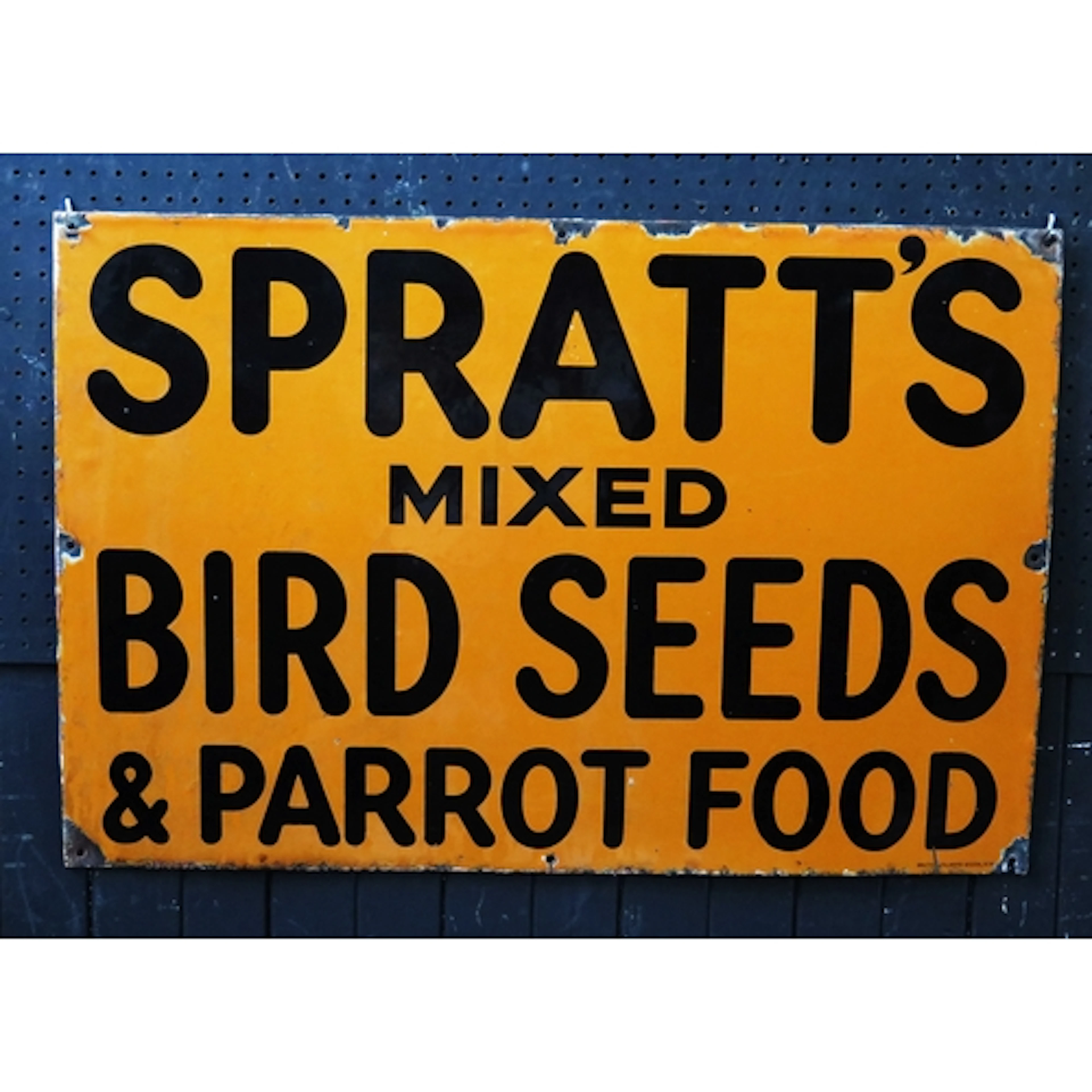 "Spratt's Mixed Bird Seeds & Parrot Food" - an enamel advert...