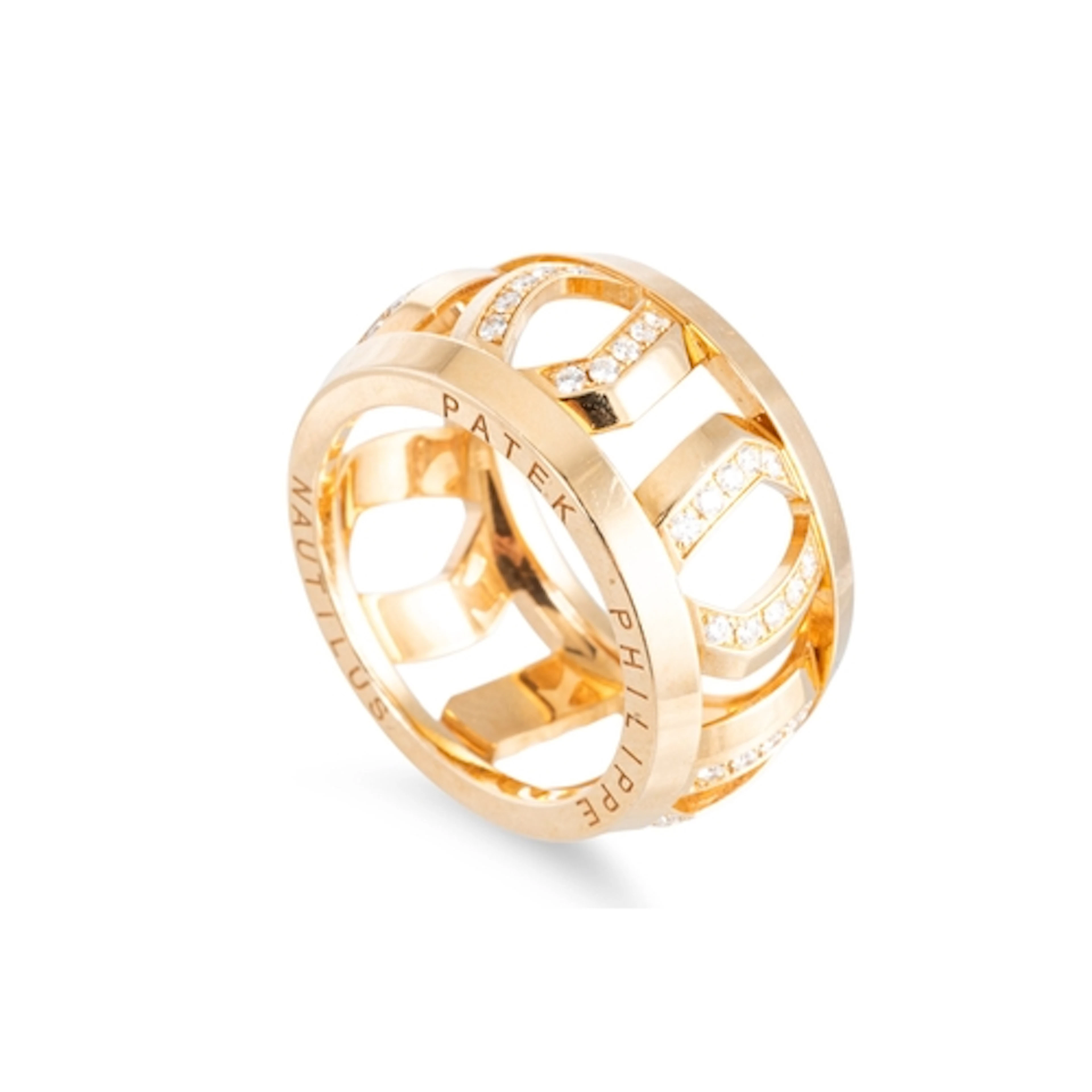 A PATEK PHILIPPE DIAMOND SET NAUTILUS RING, of openwork form...