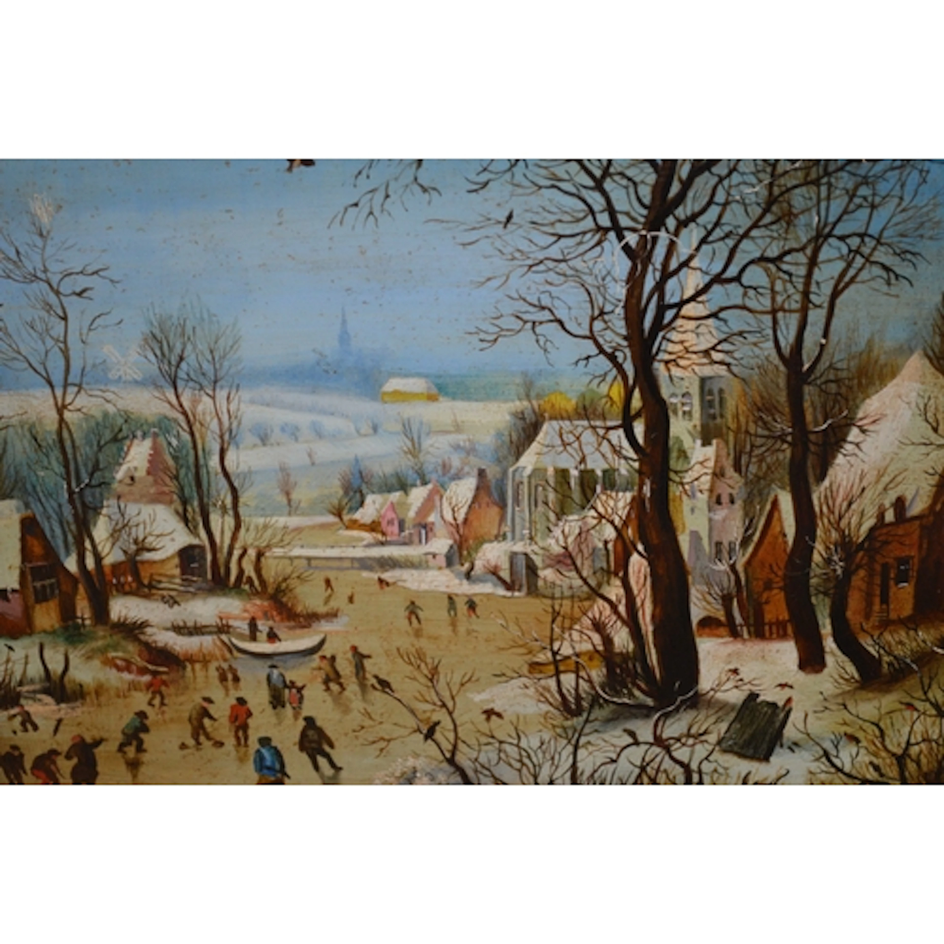 After Brueghel, 20th Century oil on copper ' The Bird Trap '...