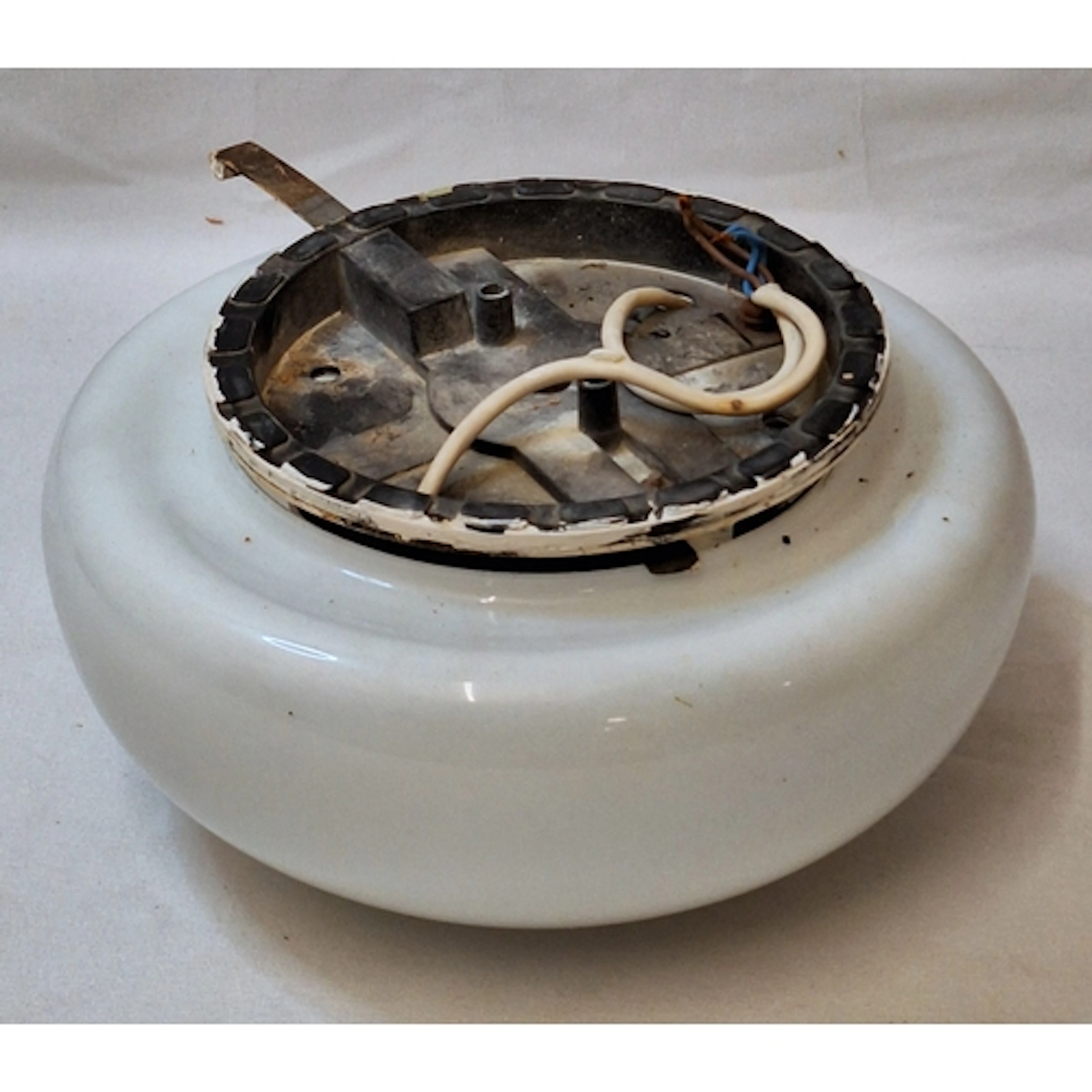 Vintage White Milk Glass Flush Mounted Ceiling Light approx....