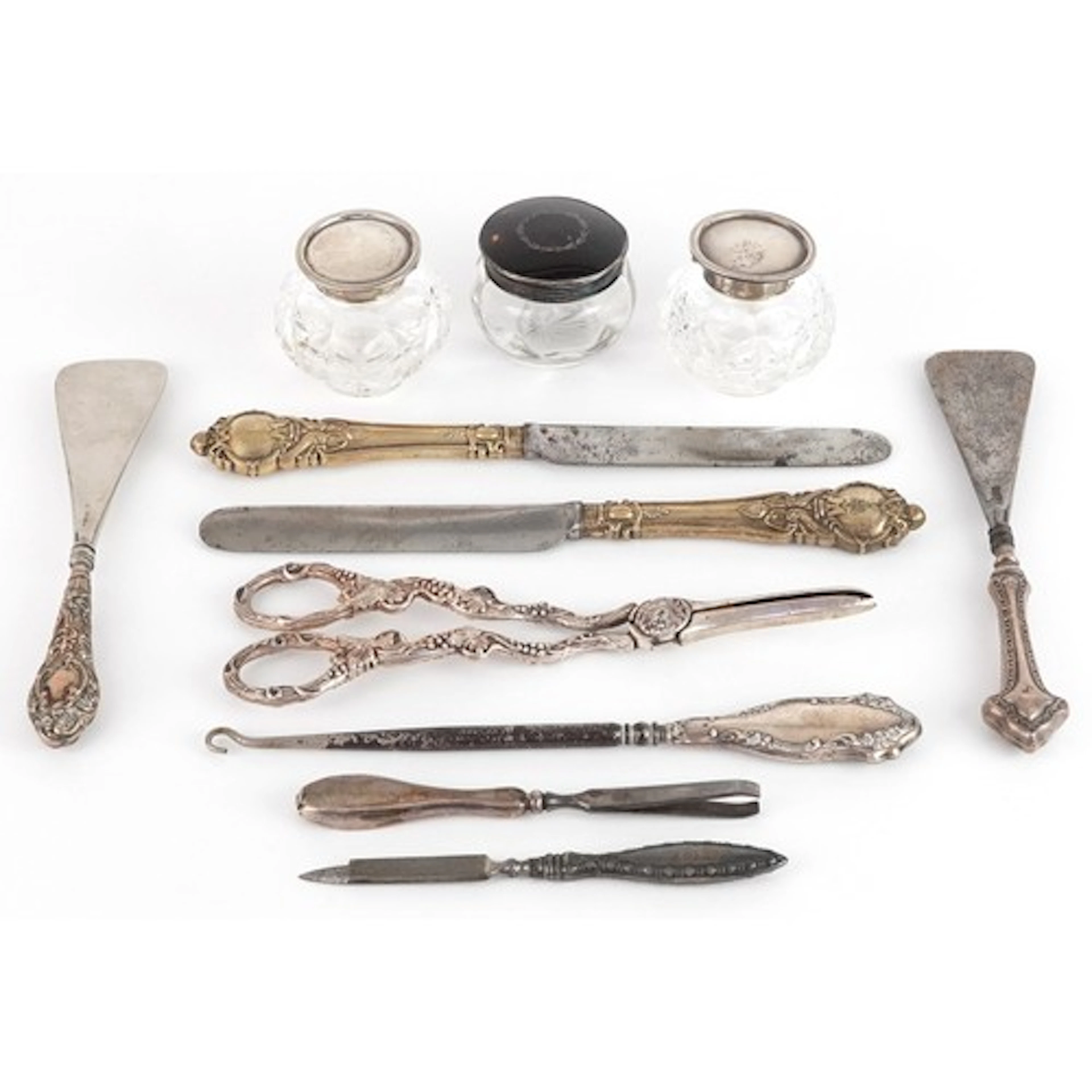 Antique and later silver and white metal objects including a...