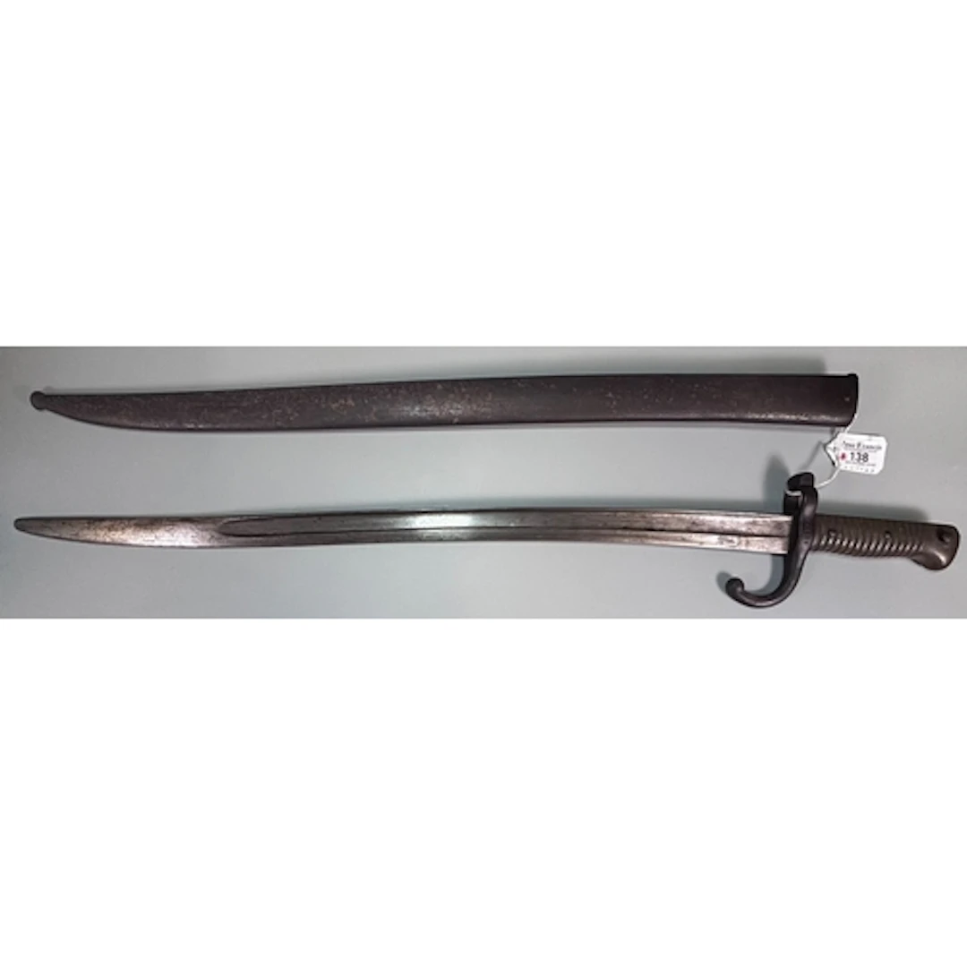 French M1866 Chassepot sword bayonet, with yataghan-style cu...