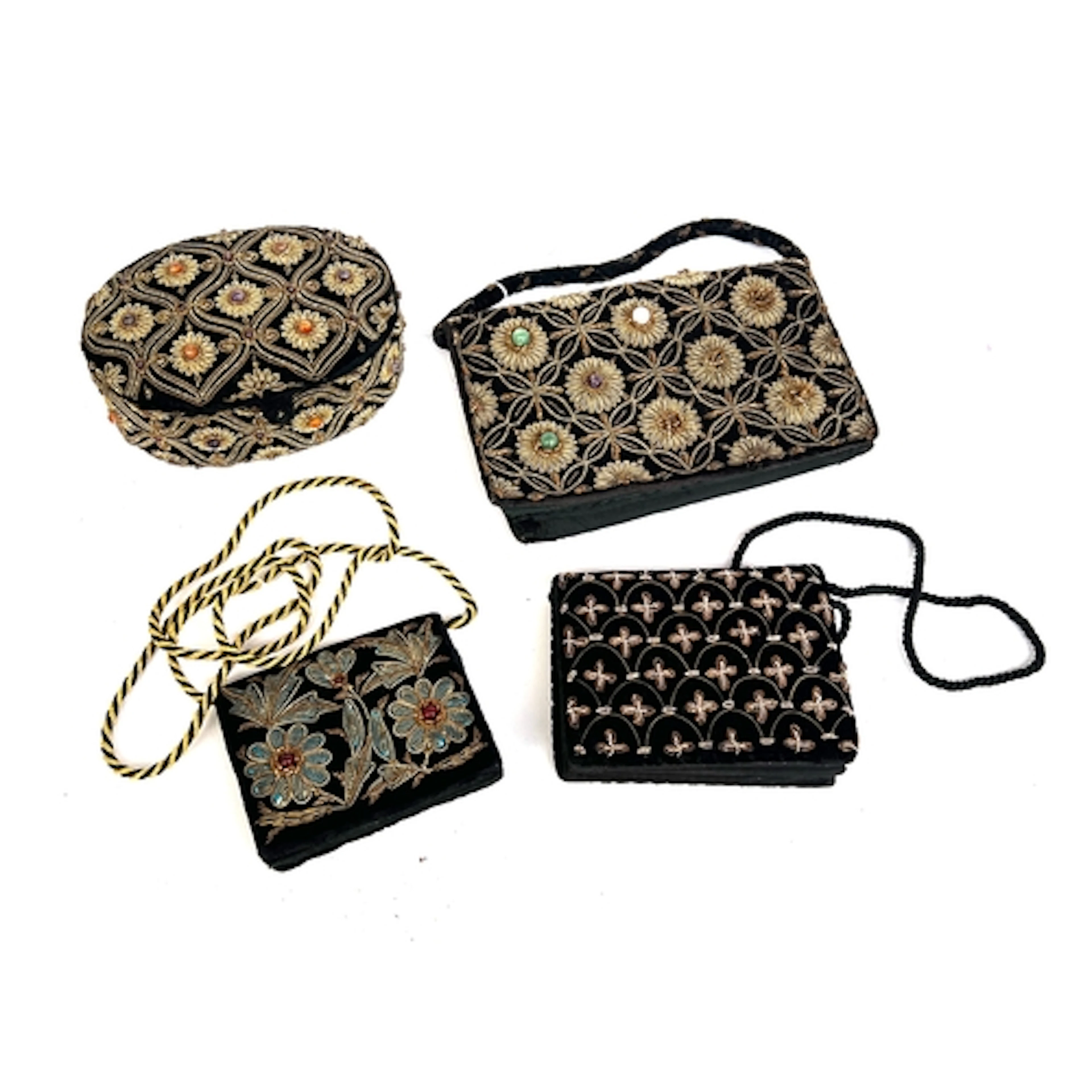 Four pieces of vintage Zardozi embroidery to include three s...
