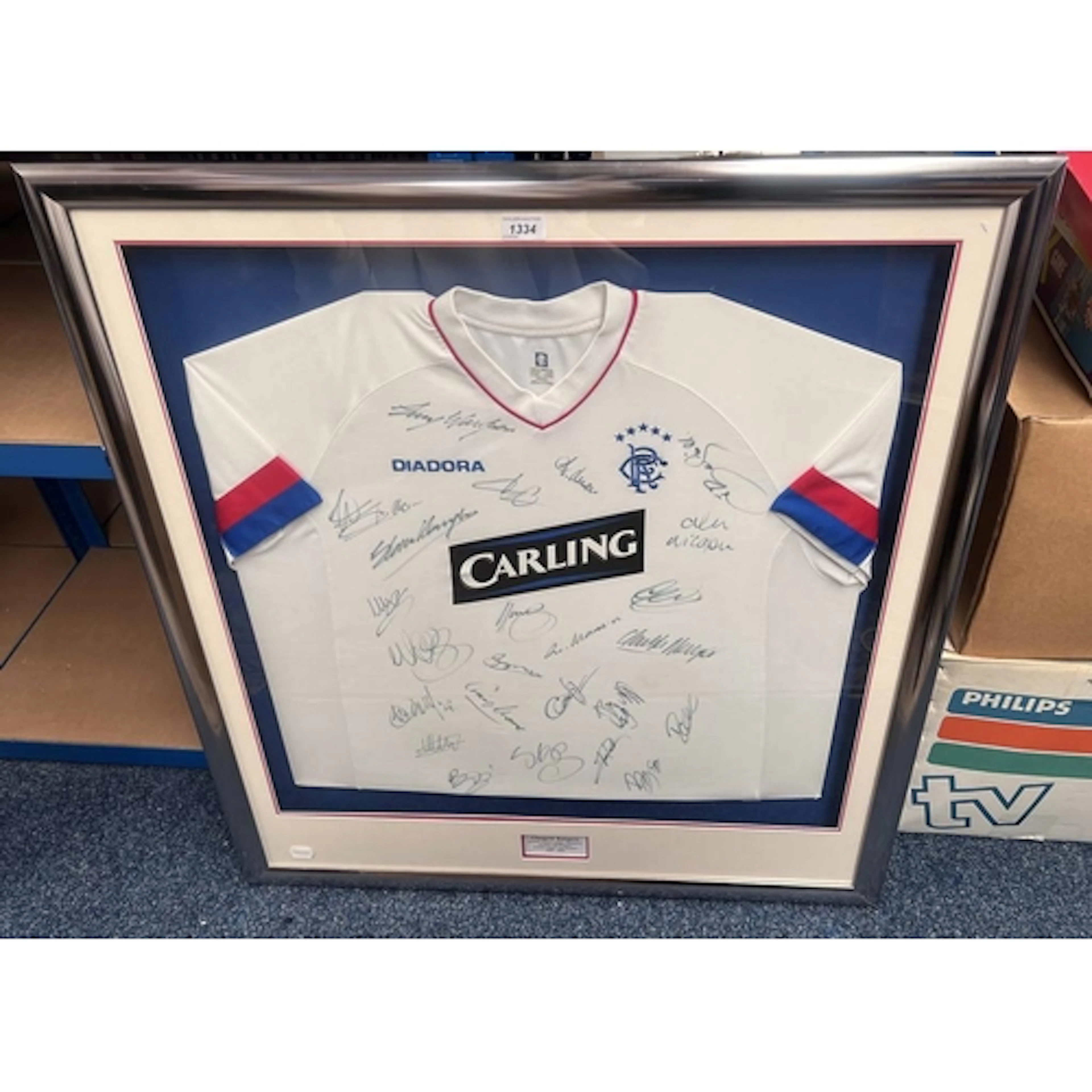 RANGERS 2002/03 SIGNED (24 PLAYERS) TREBLE WINNING FRAMED AW...