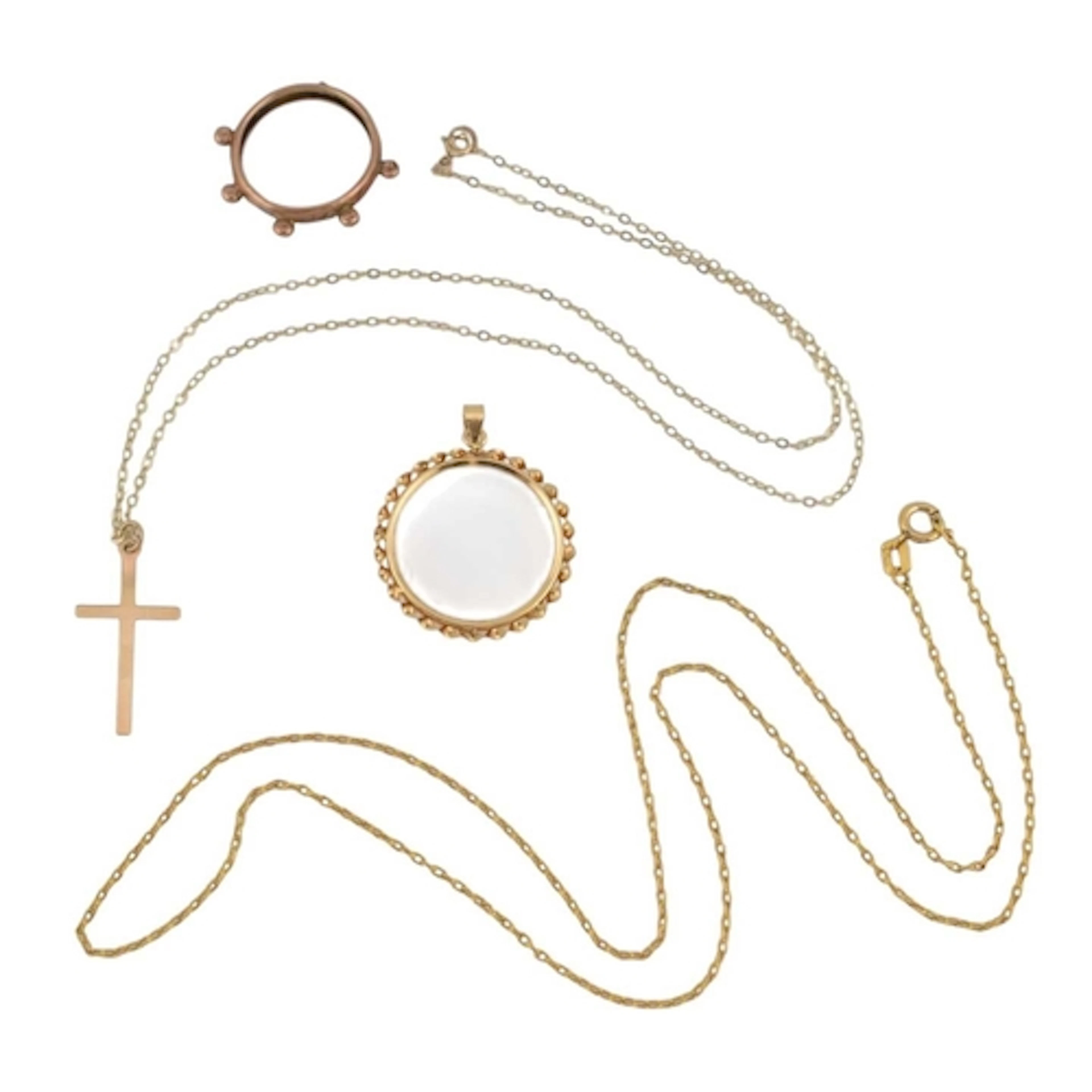 Collection of gold and yellow metal jewellery, including a c...