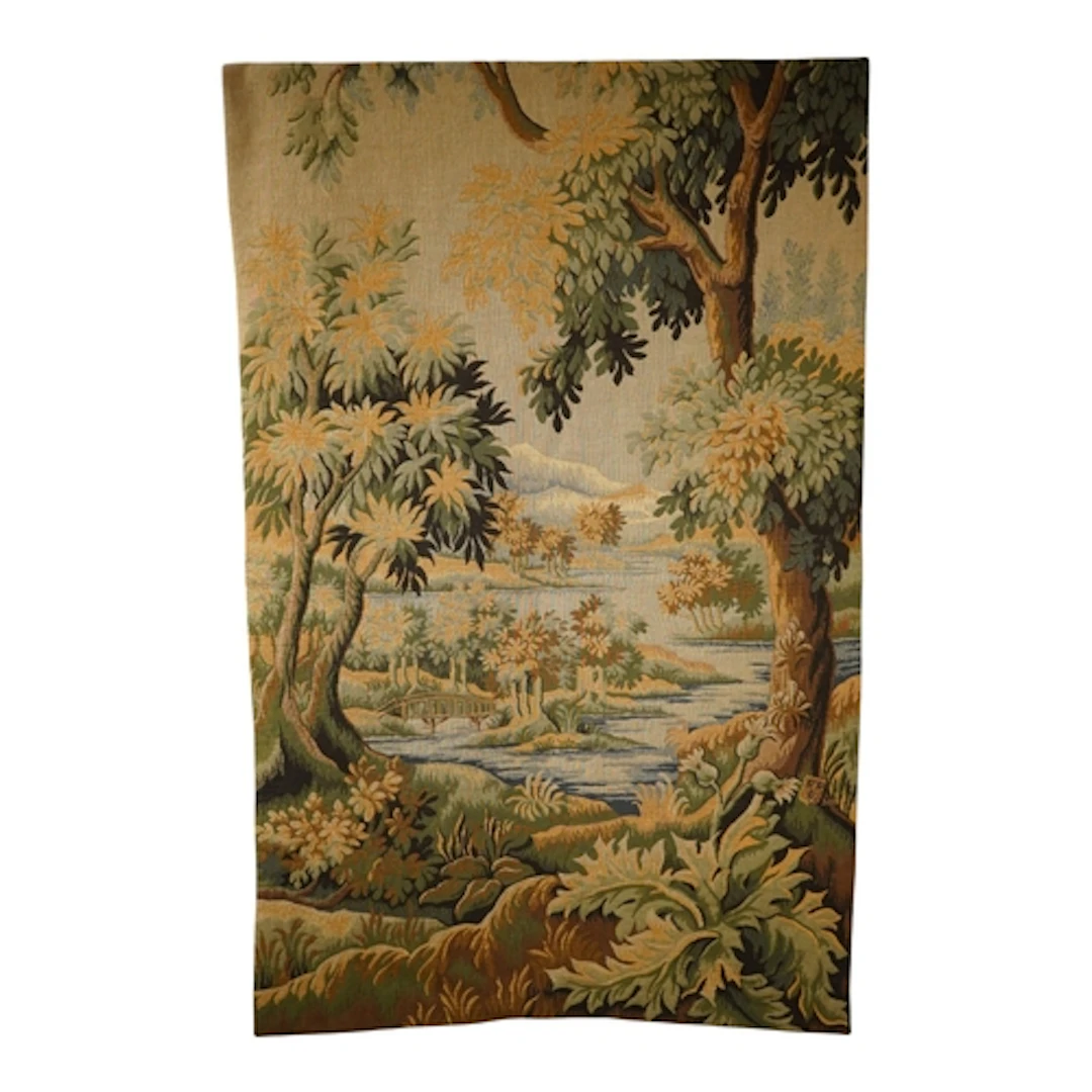 A French Aubusson style tapestry wall hanging panel depictin...