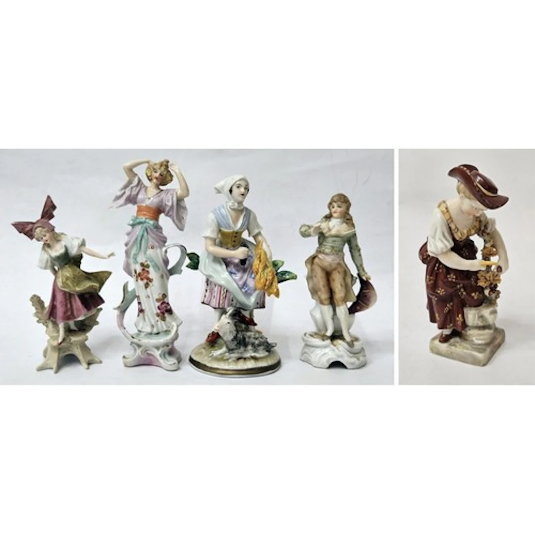 Sitzendorf Figurine Woman with goat at her feet, wheatsheave...