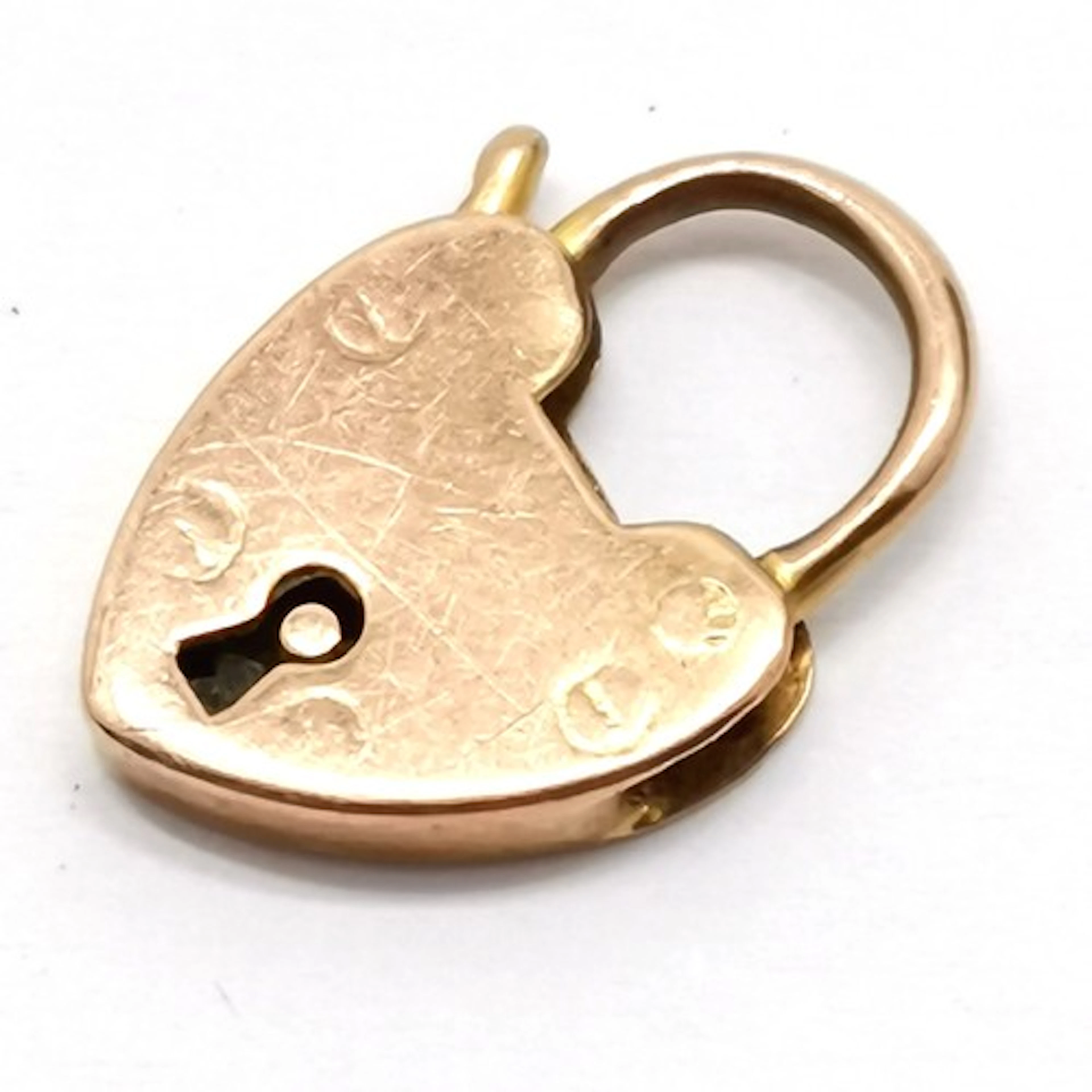 Antique 9ct marked rose gold heart shaped padlock clasp by W...