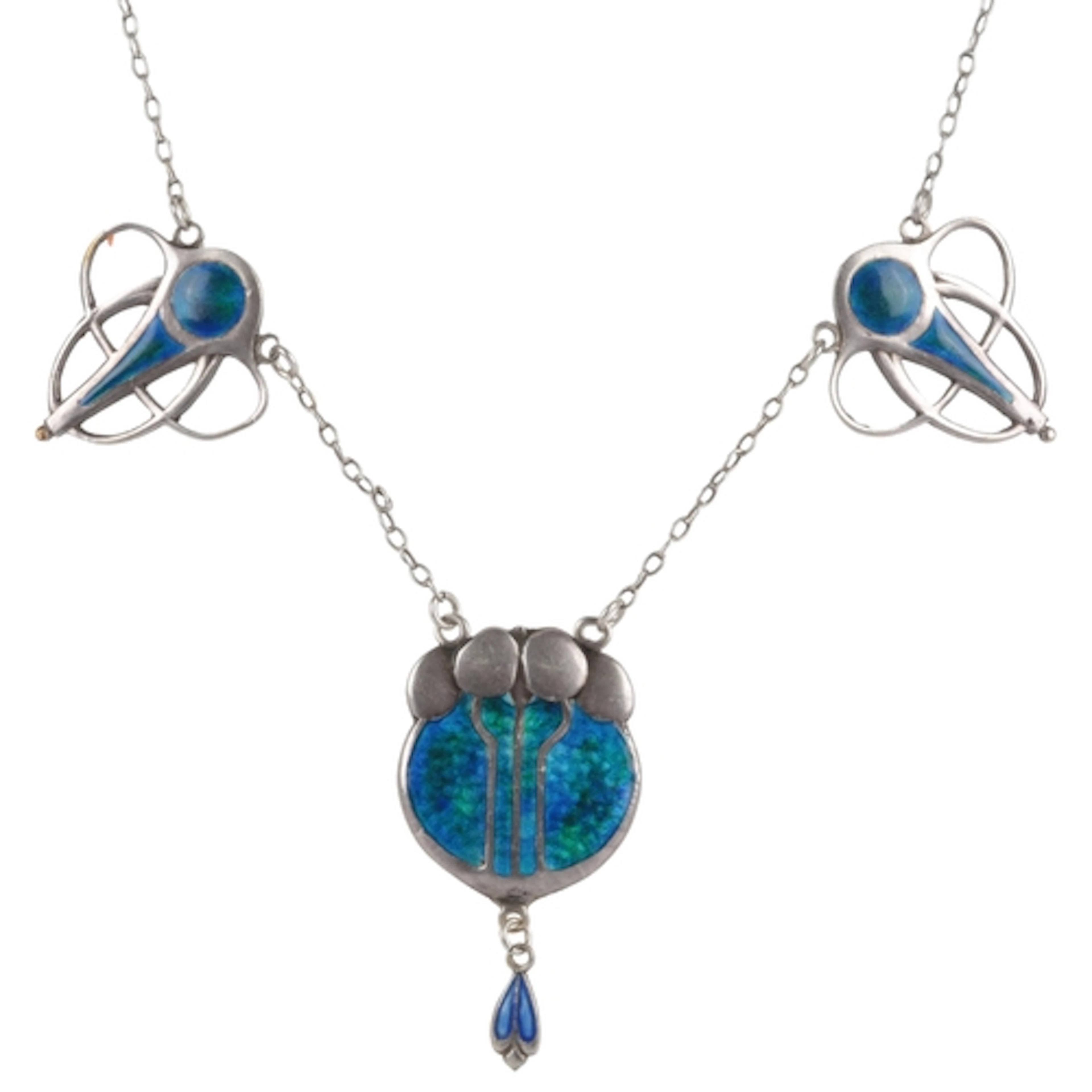James Fenton, an Art & Crafts silver and enamel necklace, ci...