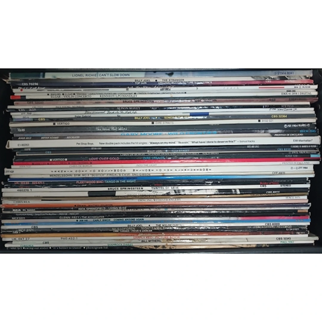 A case of approx. 50 LPs, mainly pop circa 1980s.