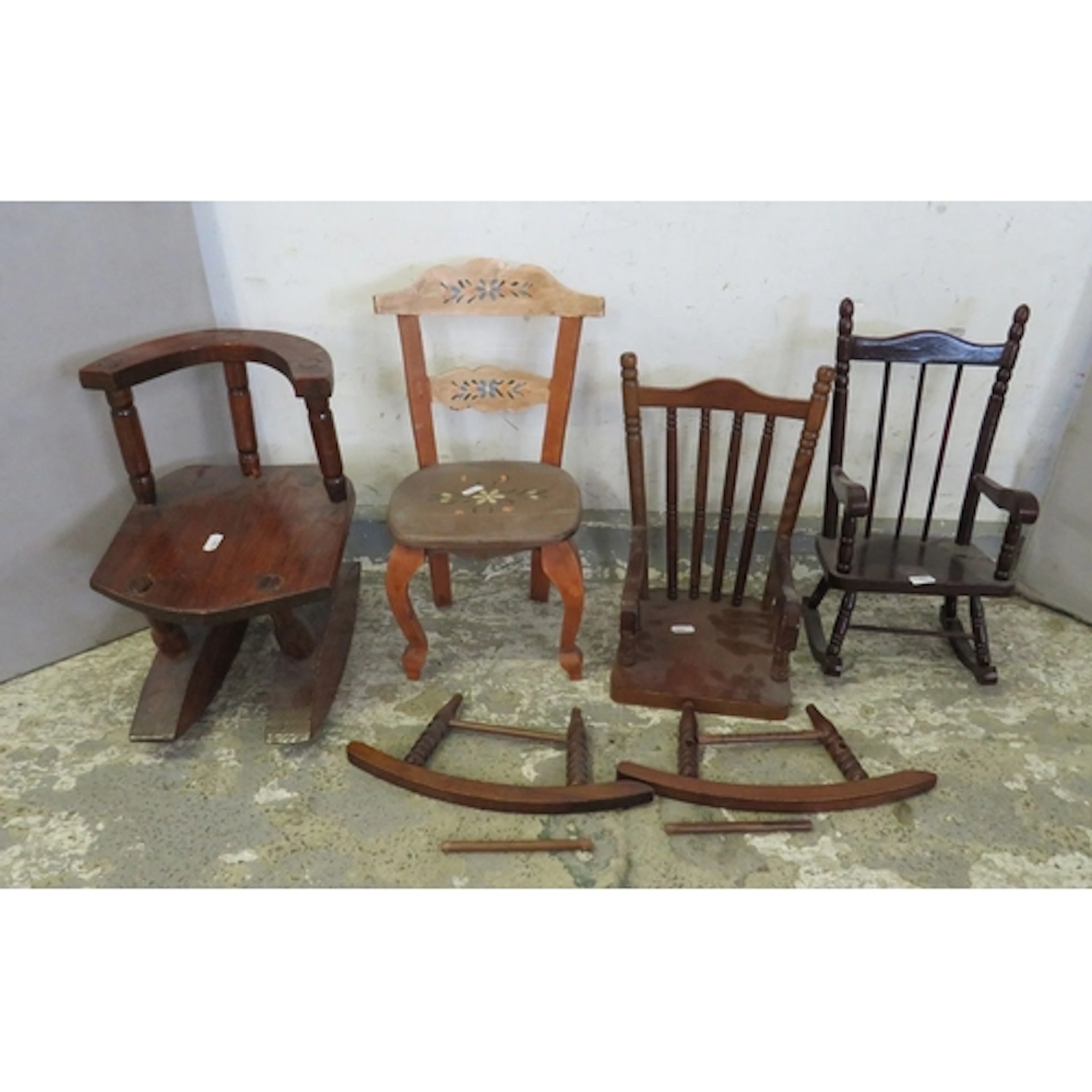 Dark Wooden Dolls Furniture, rocking chairs, stools etc. (1 ...
