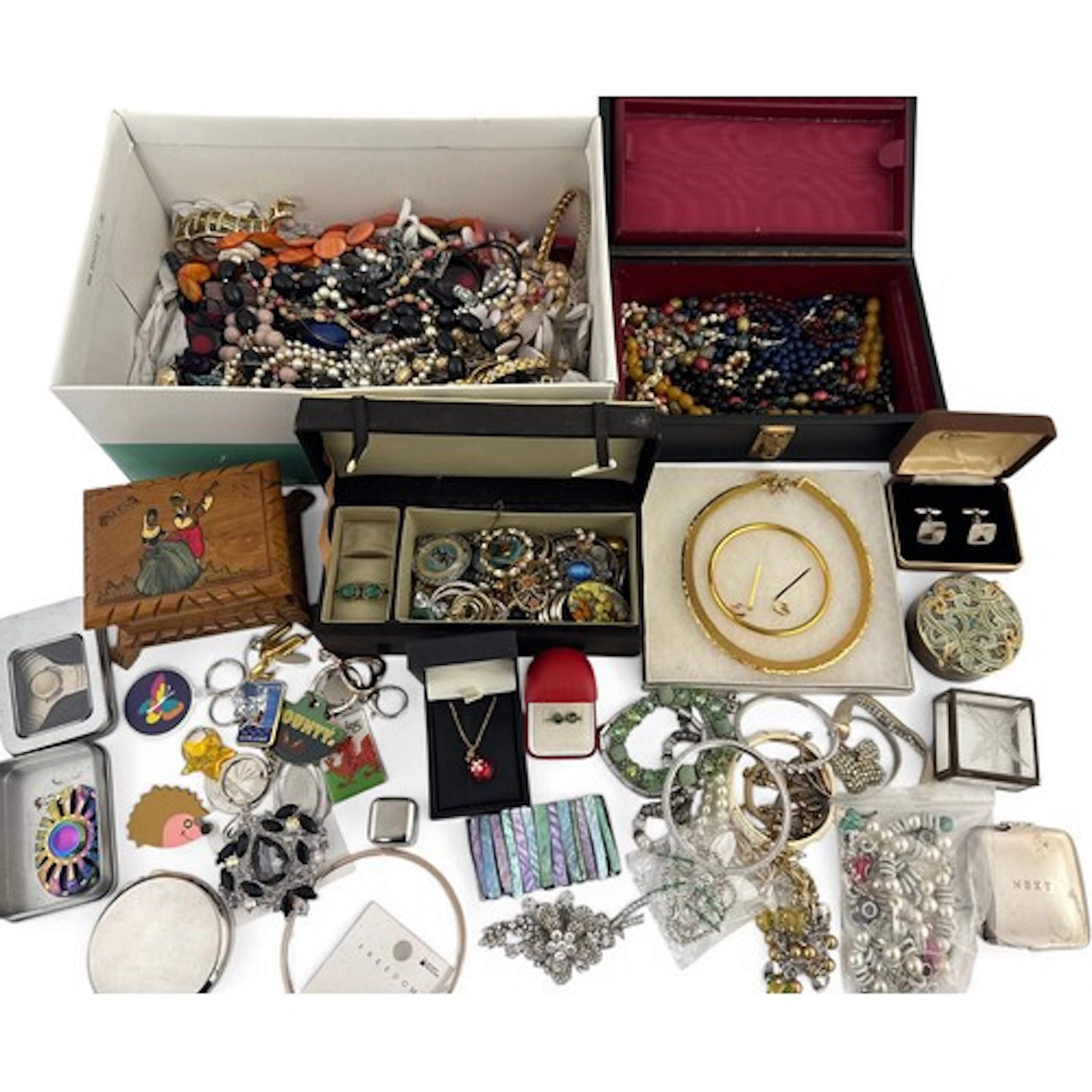 Large collection of costume jewellery to include bead neckla...