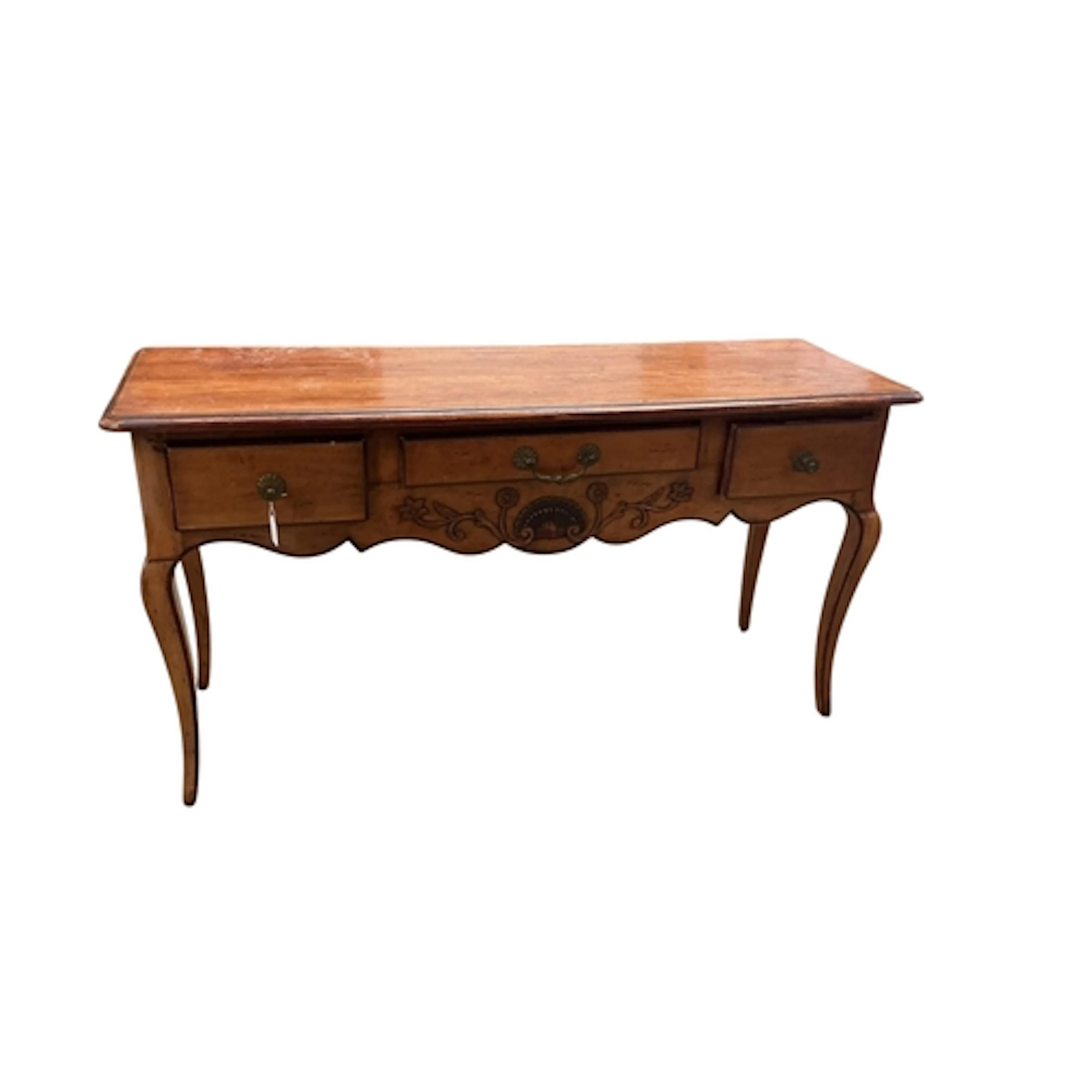 A French 18th century style fruitwood three-drawer serving t...