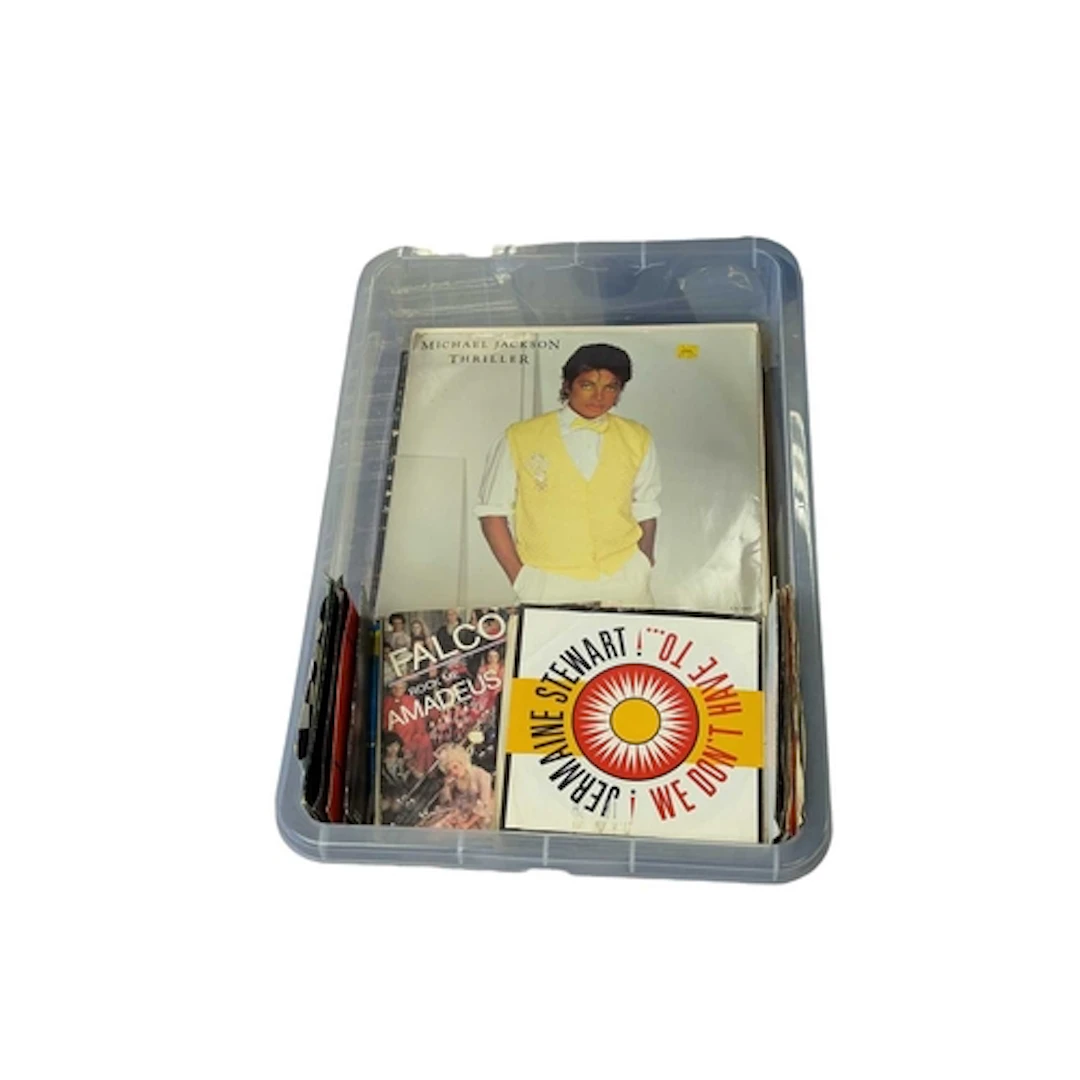 A collection of vintage 20th century pop vinyl record albums...