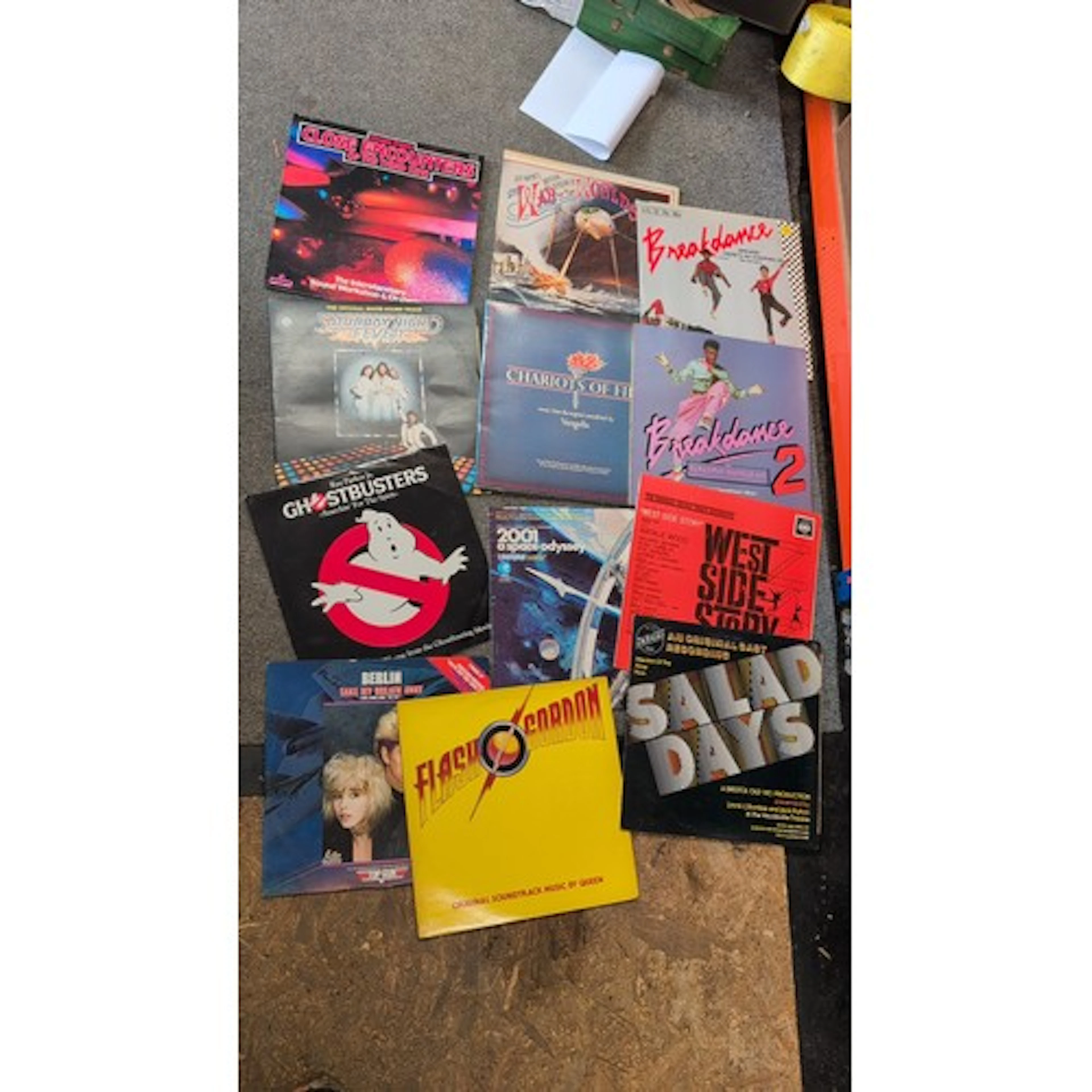 A group of vinyl LP soundtrack records, including Close Enco...