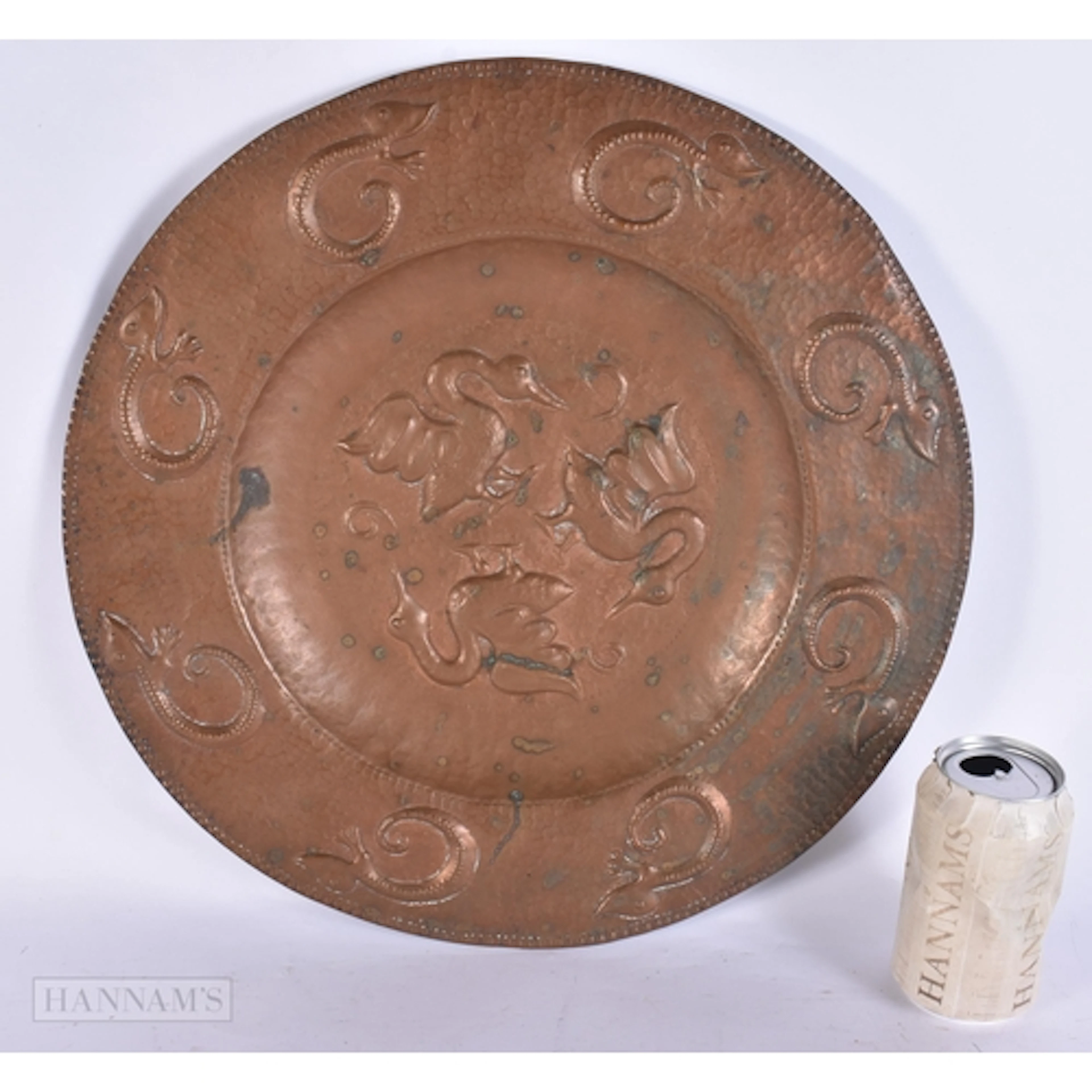 A LOVELY ARTS AND CRAFTS COPPER DISH by John Pearson. 42 cm ...
