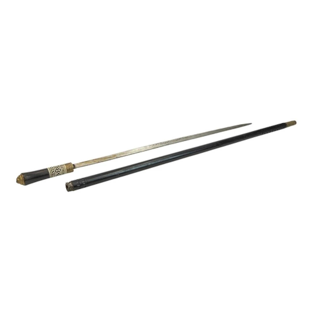 An Indian ebonised and bone sword stick. Early 20th century,...