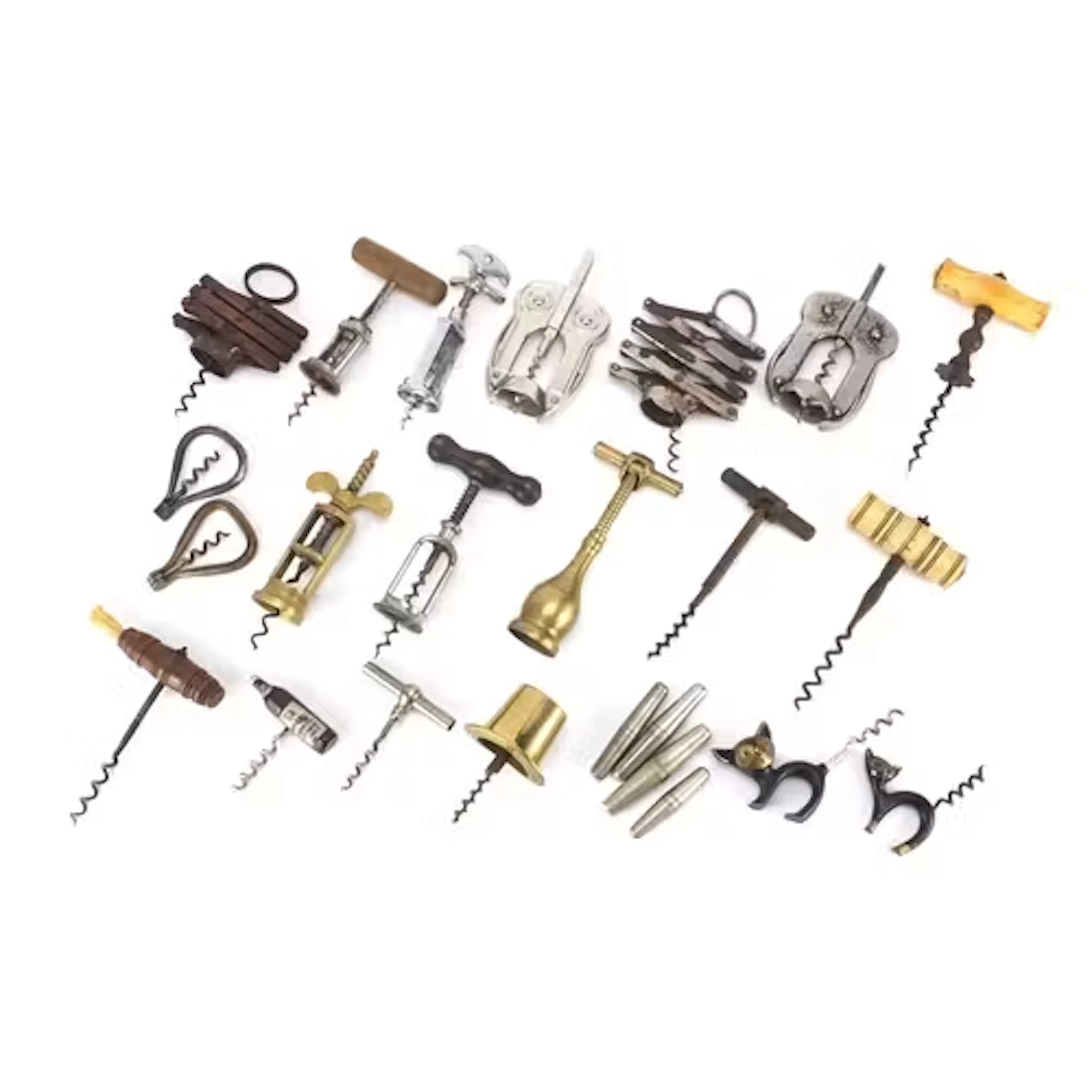 Antique and later corkscrews including bone handled straight...