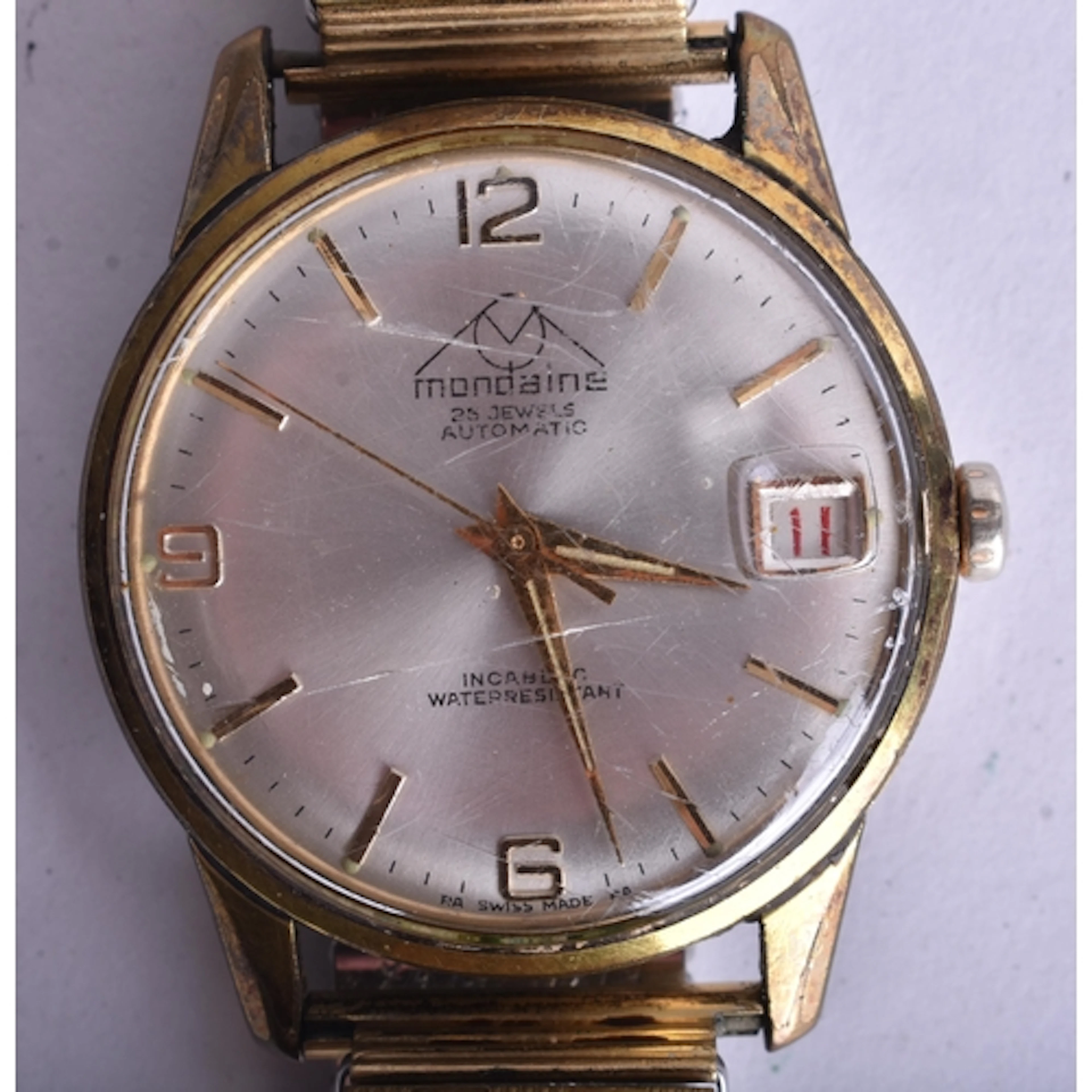 Mondaine Gold Tone Automatic Watch Working with Expanding St...