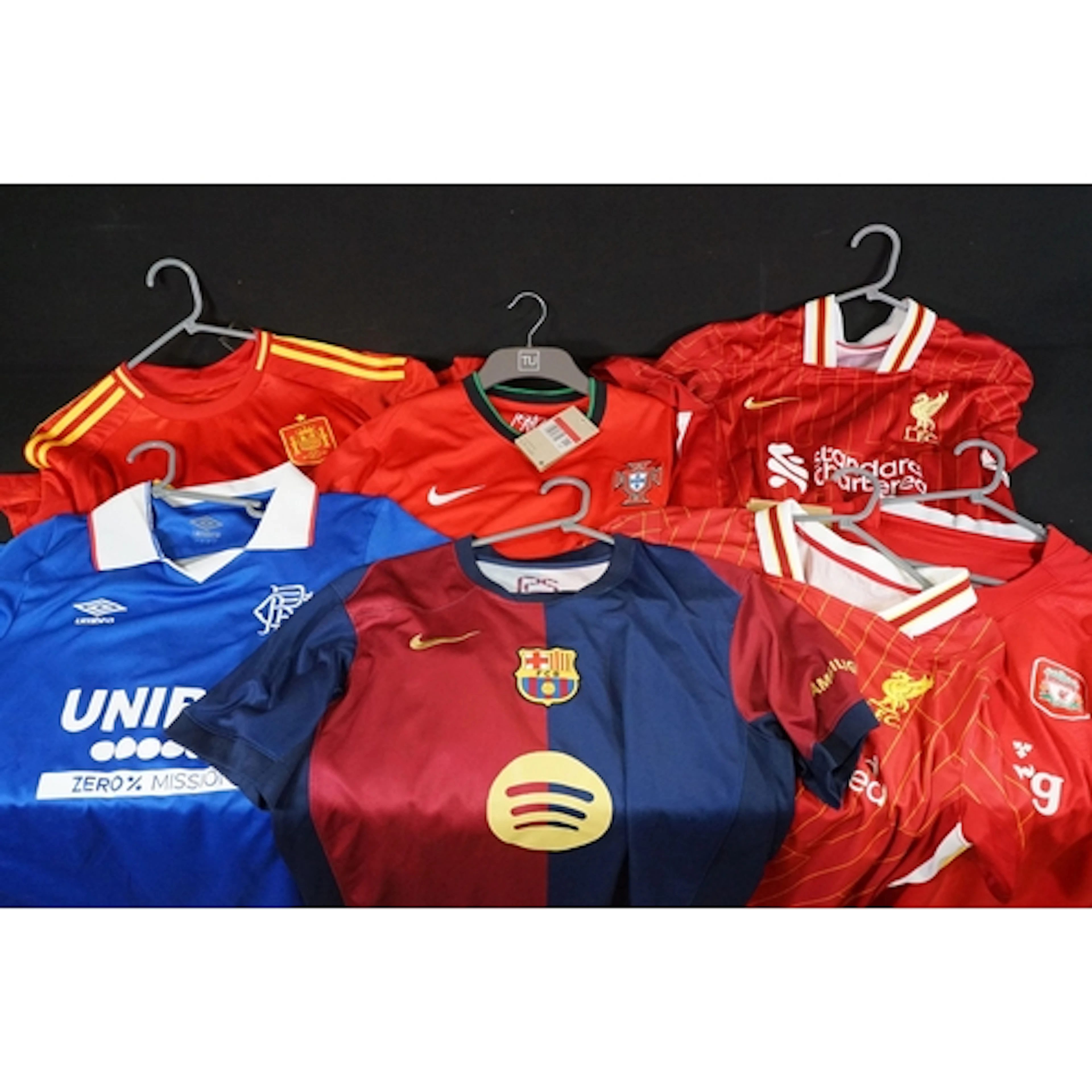 Football - Collection of 7 football shirts to include Spain ...
