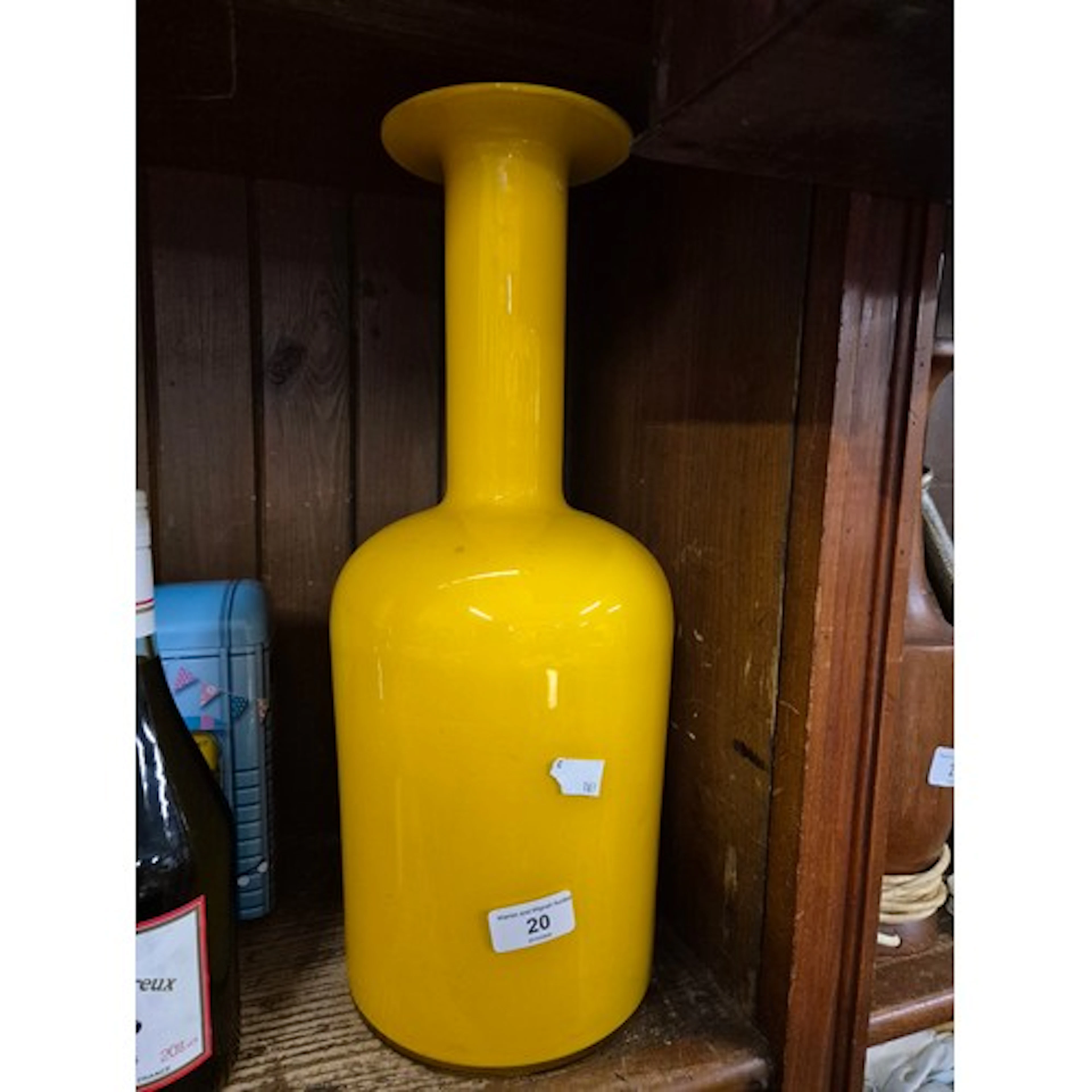 A vintage yellow glass Gul vase by Otto Brauer for Holmegaar...
