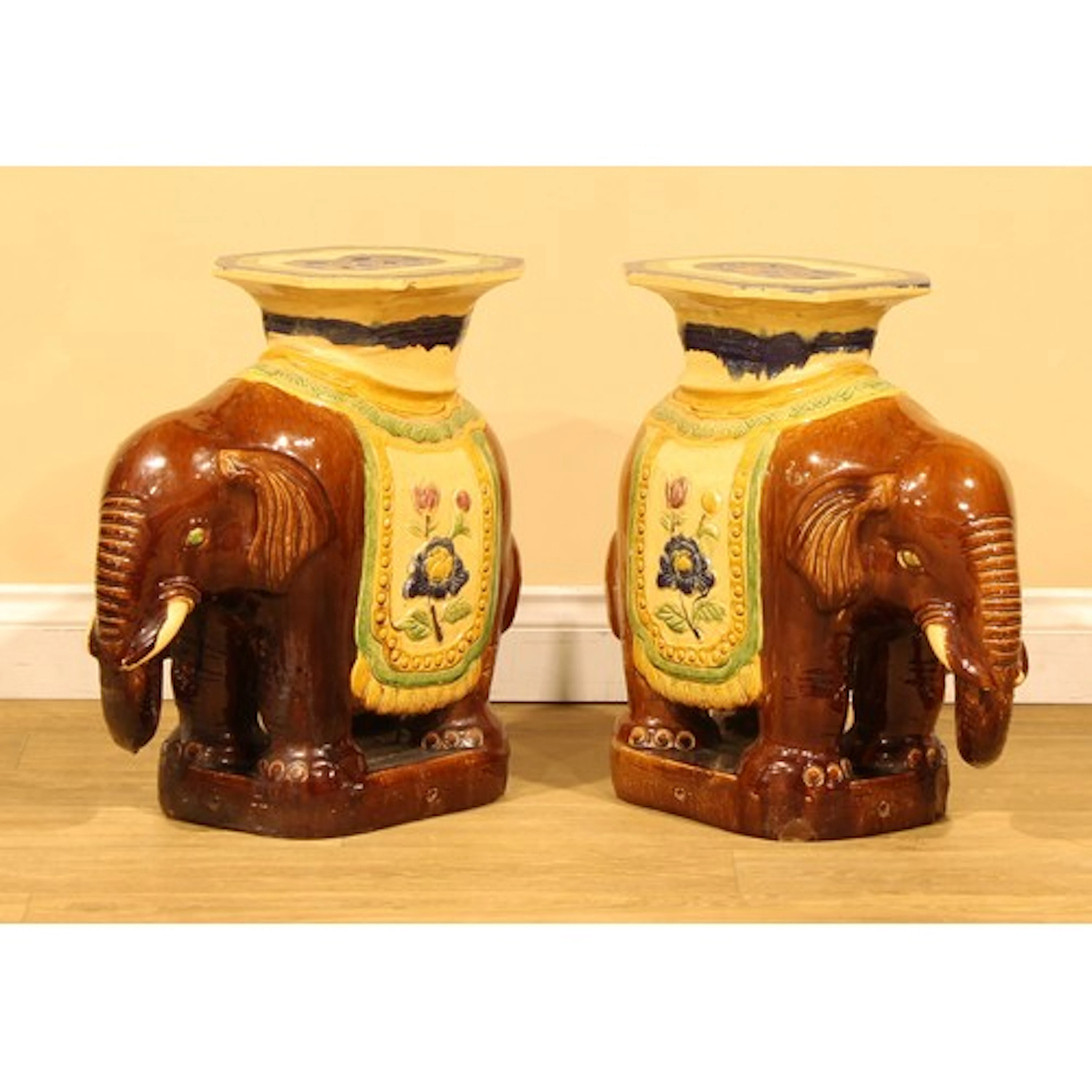 A pair of Southeast Asian garden stools or jardiniere stands...
