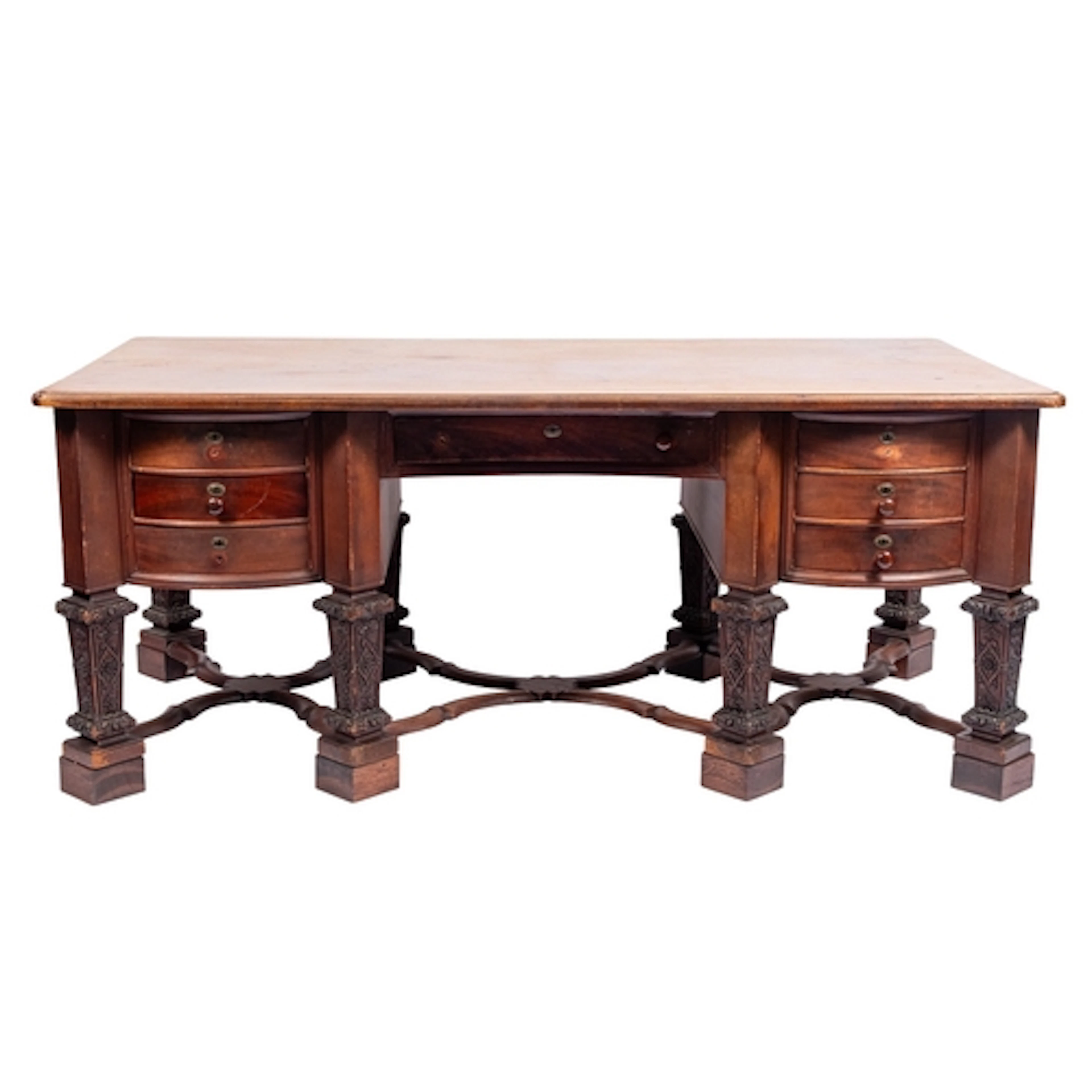 A mahogany partners' desk of bureau Mazarin form, in Louis X...