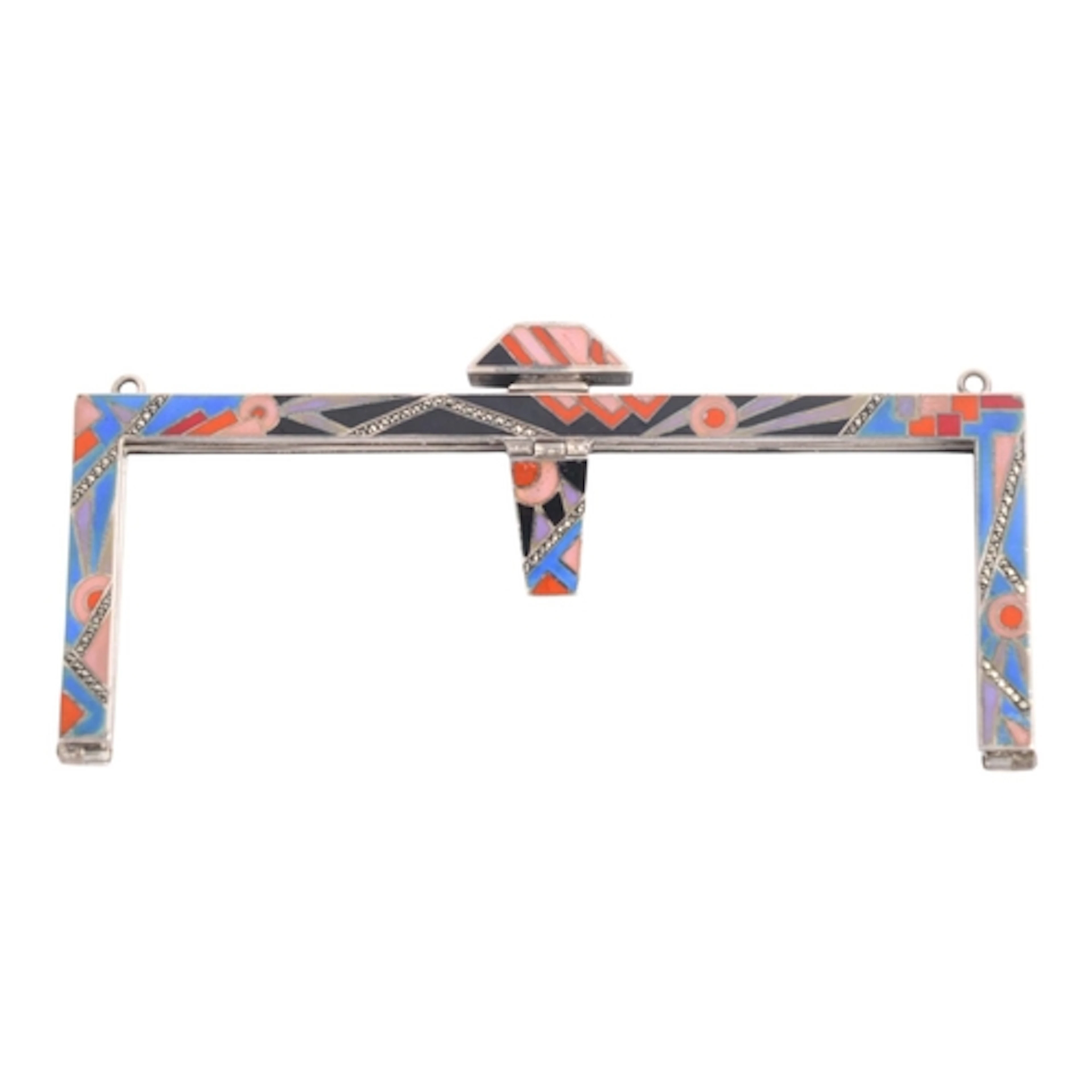 An Art Deco Austrian sterling silver enamel purse frame, Vie...