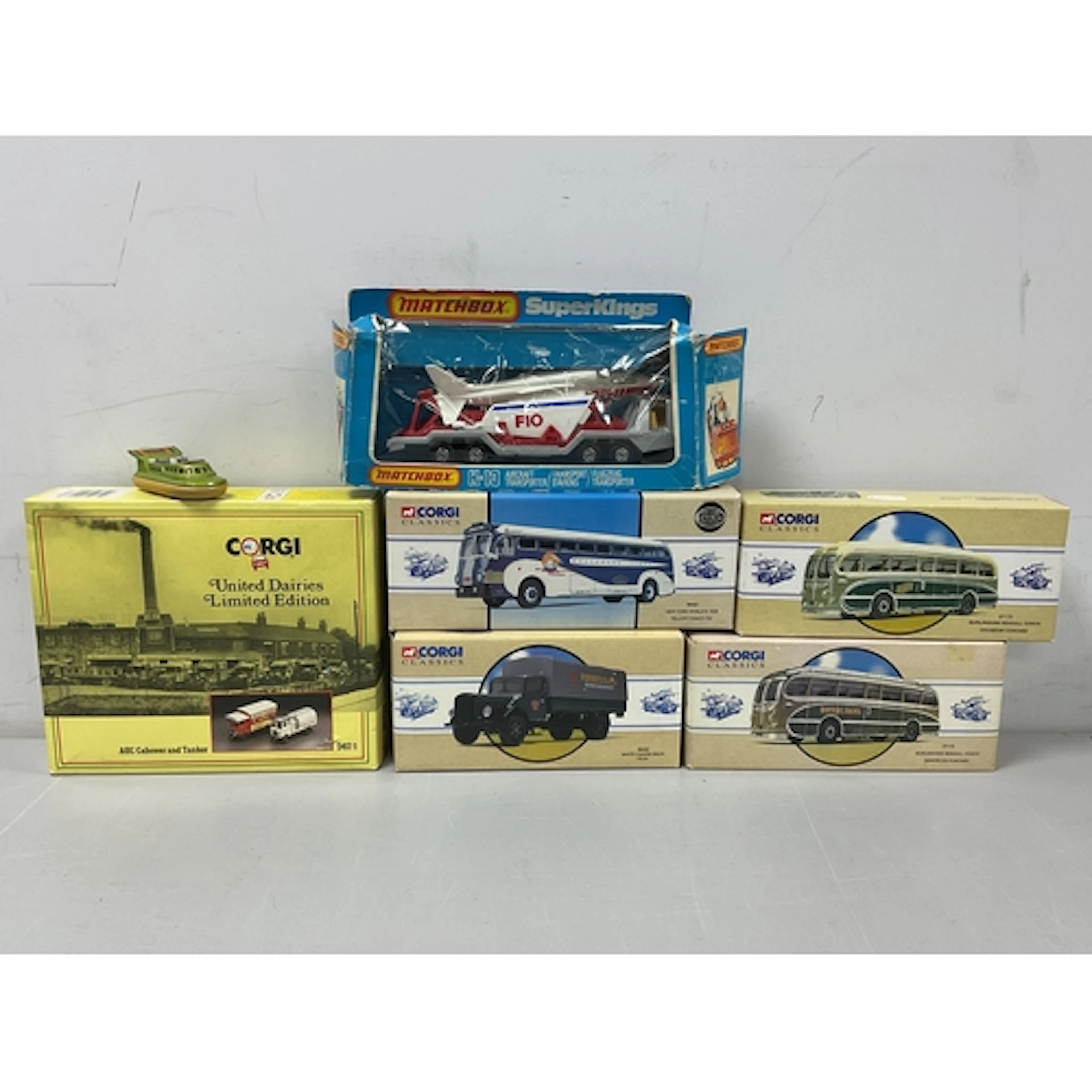 Eight diecast model vehicles by Corgi, Matchbox to include S...