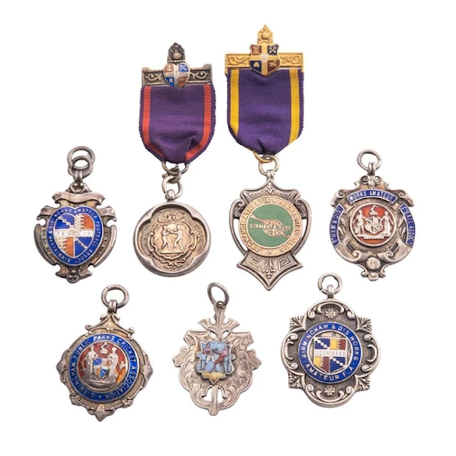 Three Birmingham & District Amateur FA Association silver an...