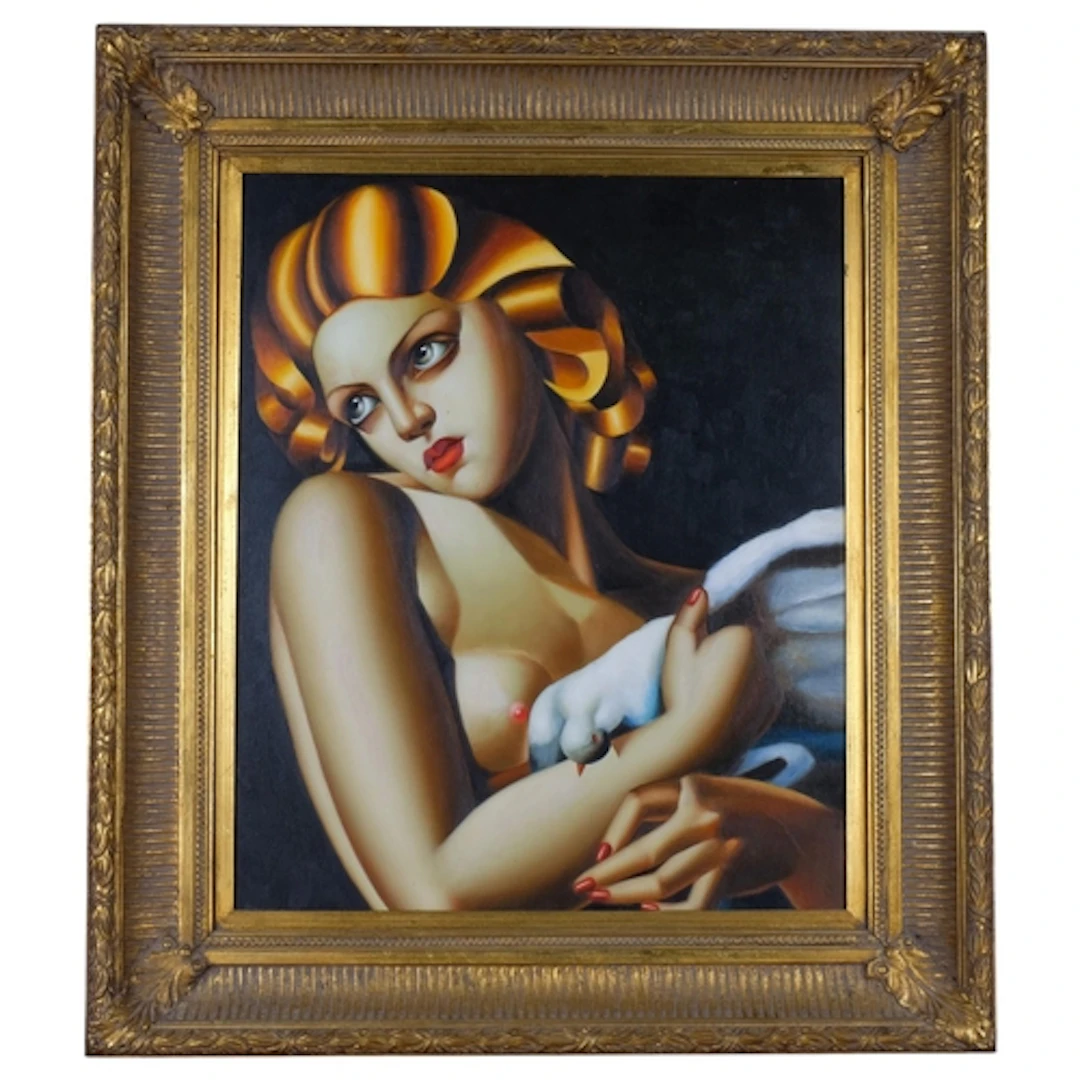 After Tamara de Lempicka, portrait of a woman, oil on canvas...