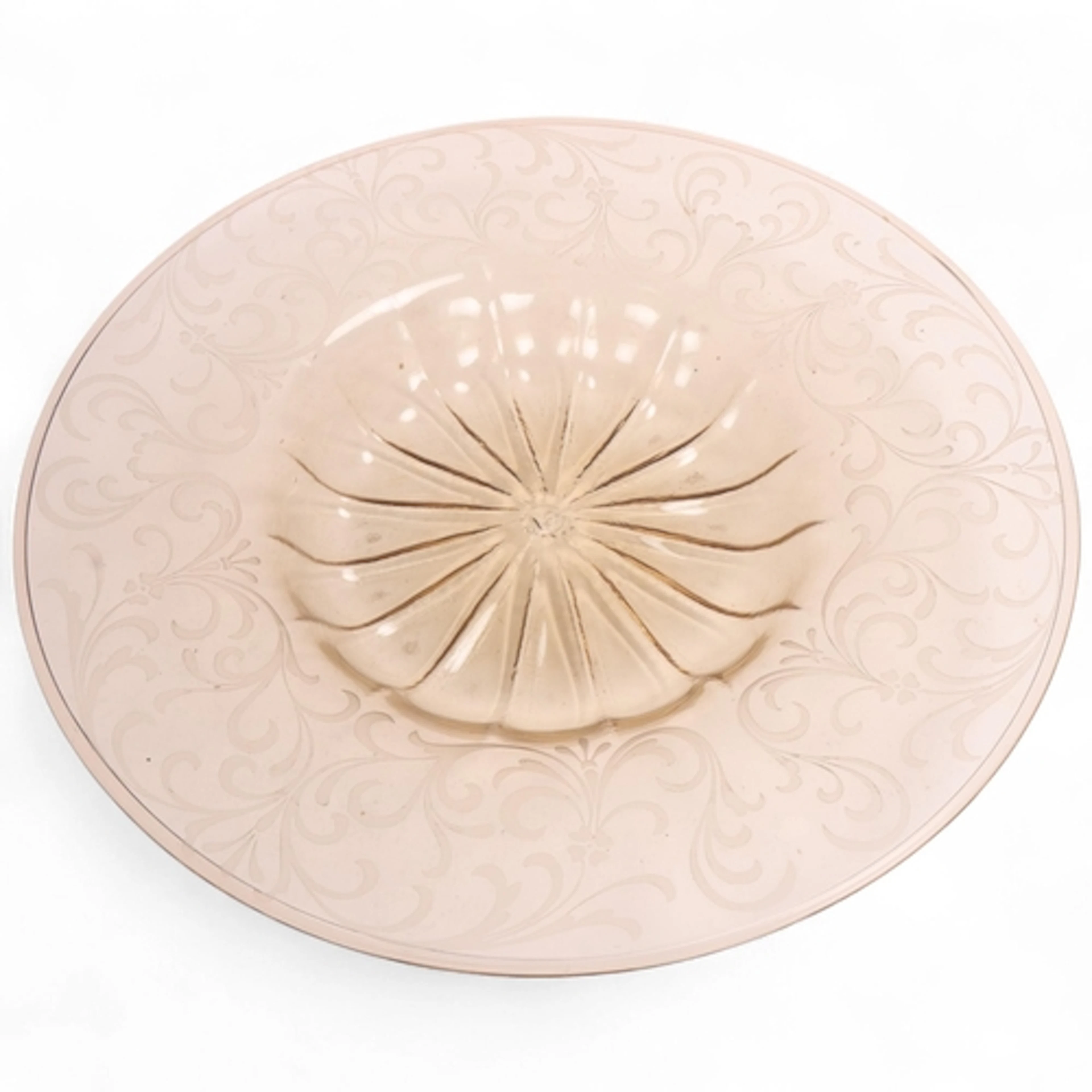 A Venini pale amber glass bowl with etched border, unsigned,...