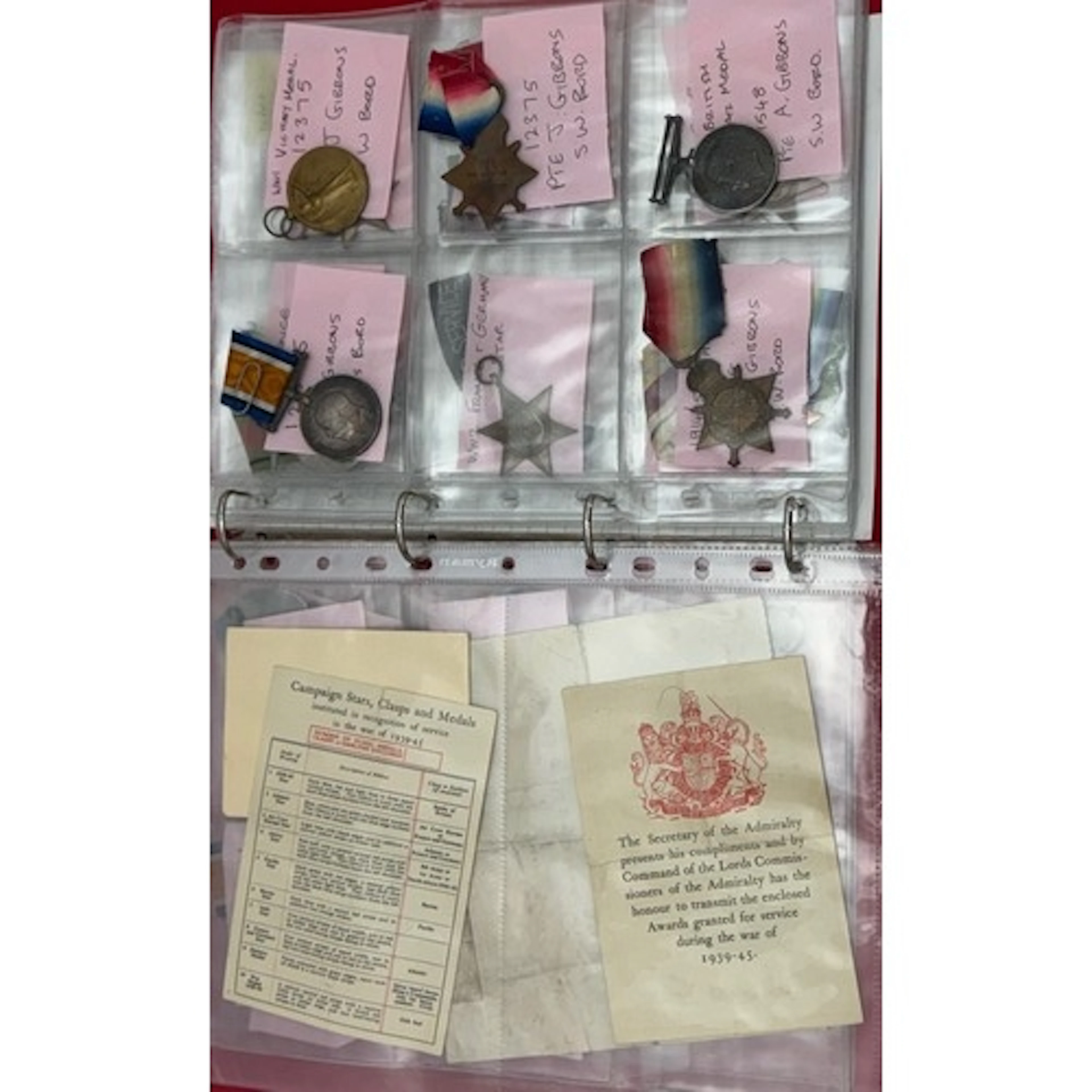 Superb Gibbons family archive of medals and documentation to...