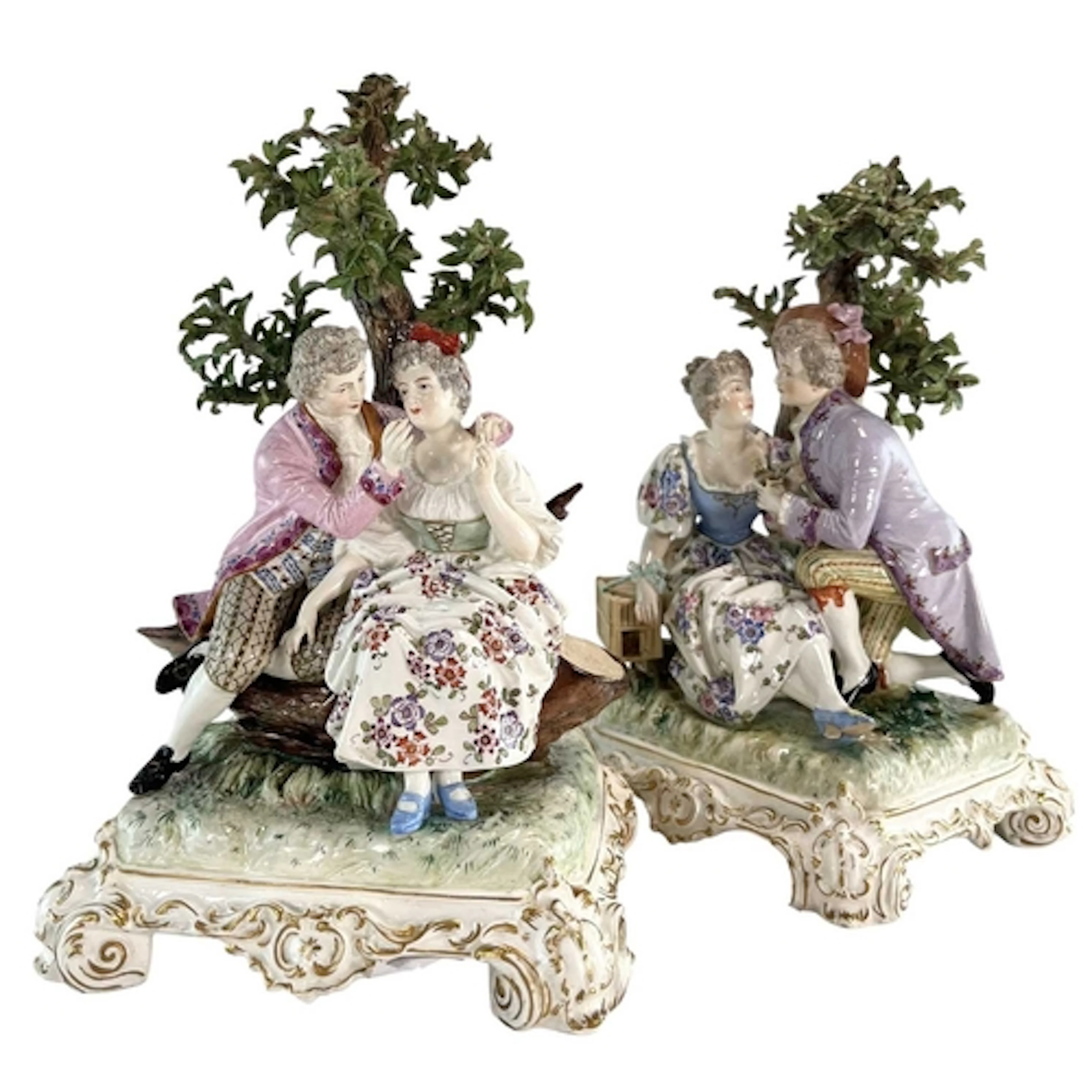 Two French, possibly Sevres 19th century hand painted porcel...