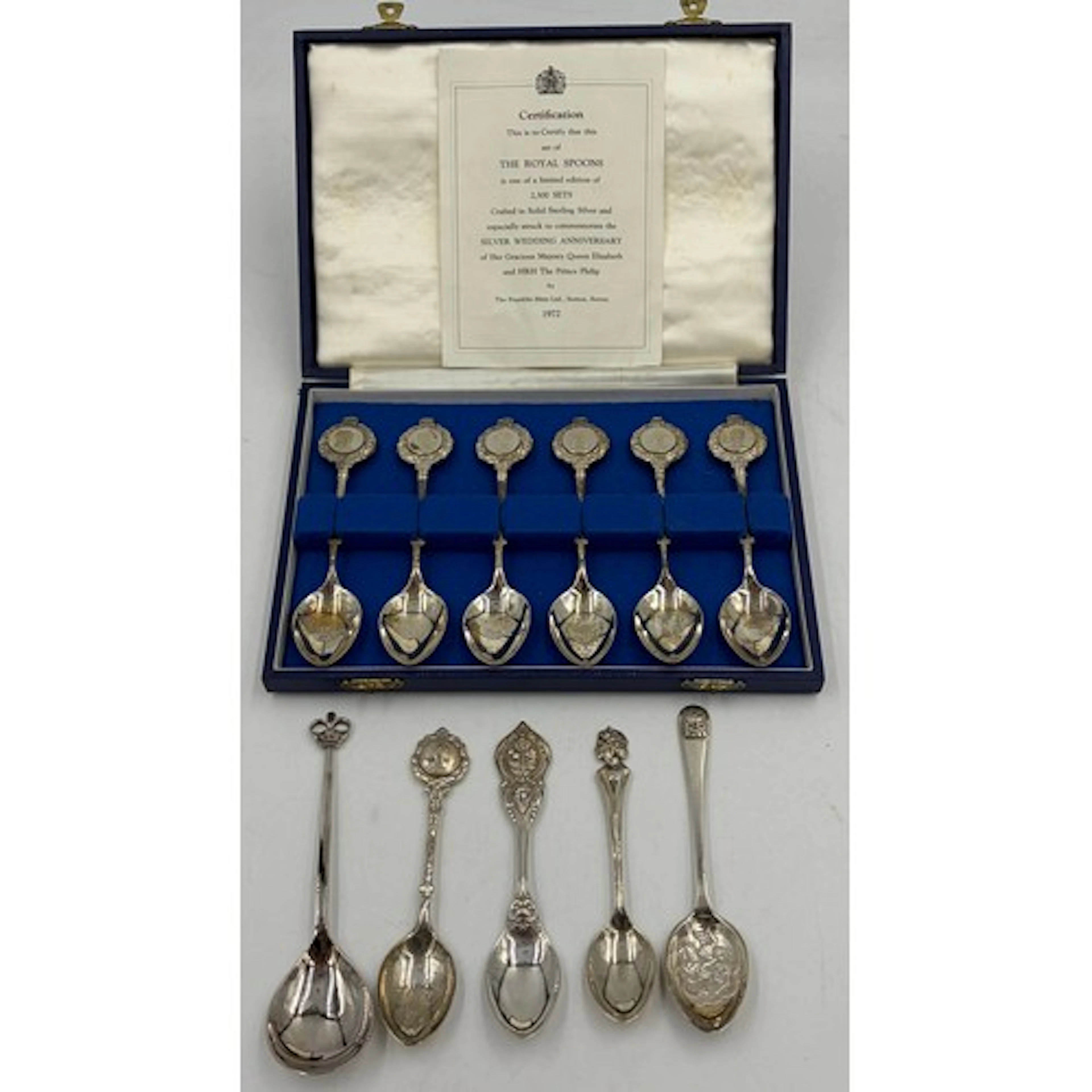 Franklin Mint hallmarked boxed set of six Queen Elizabeth II...